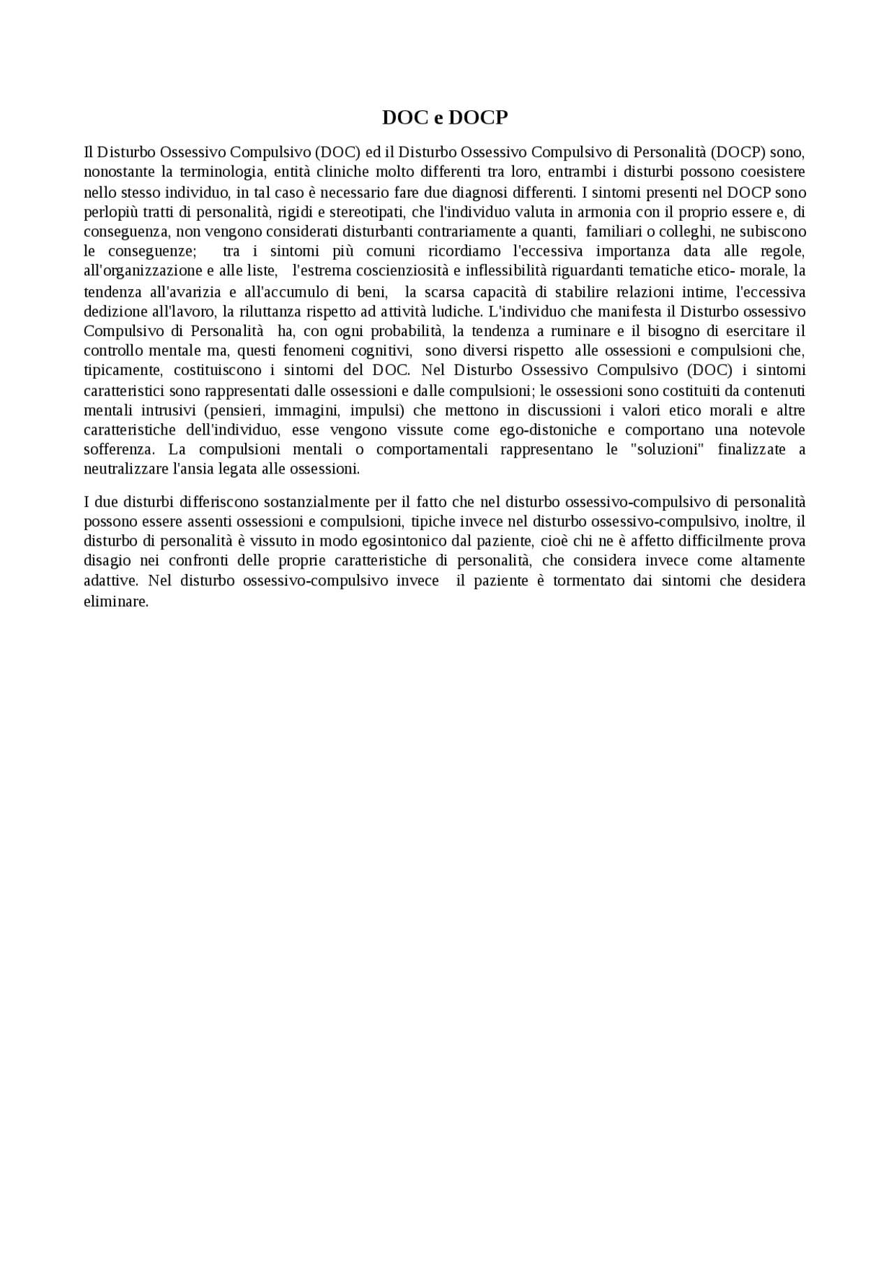 Sample Docp Differenza DOC e DOCP - Docsity