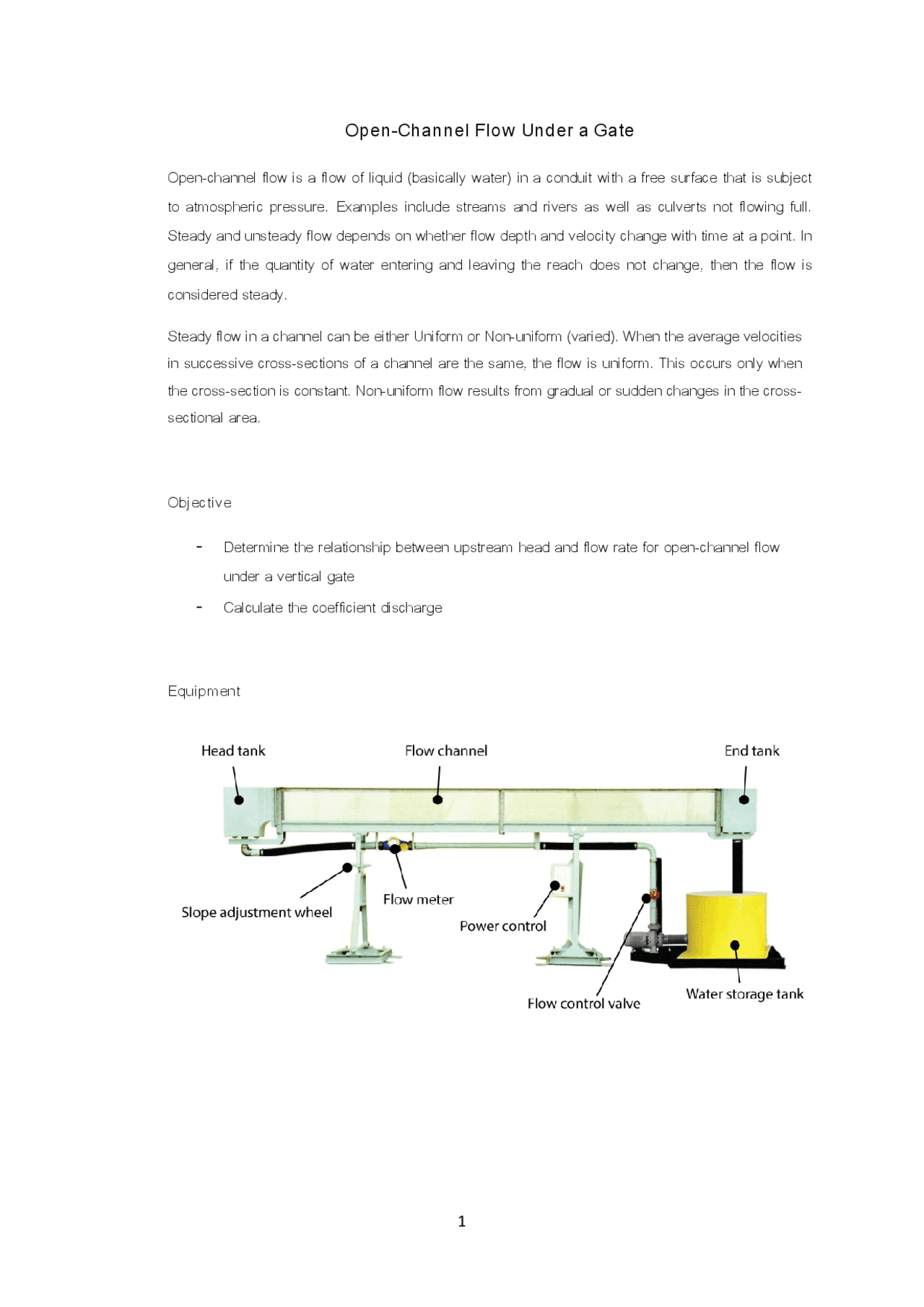 Open Channel Flow Laboratory - Docsity