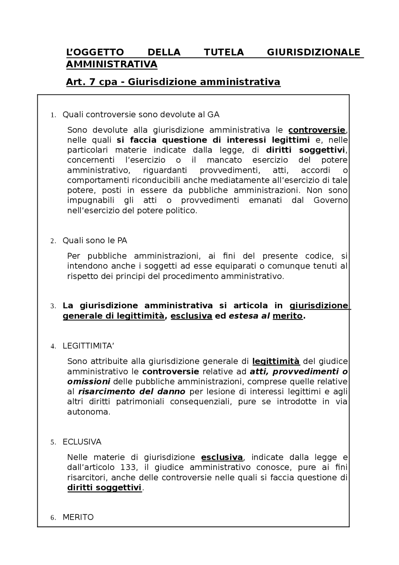 Tipi di giurisdizione amministrativa COMPLETI Giustizia