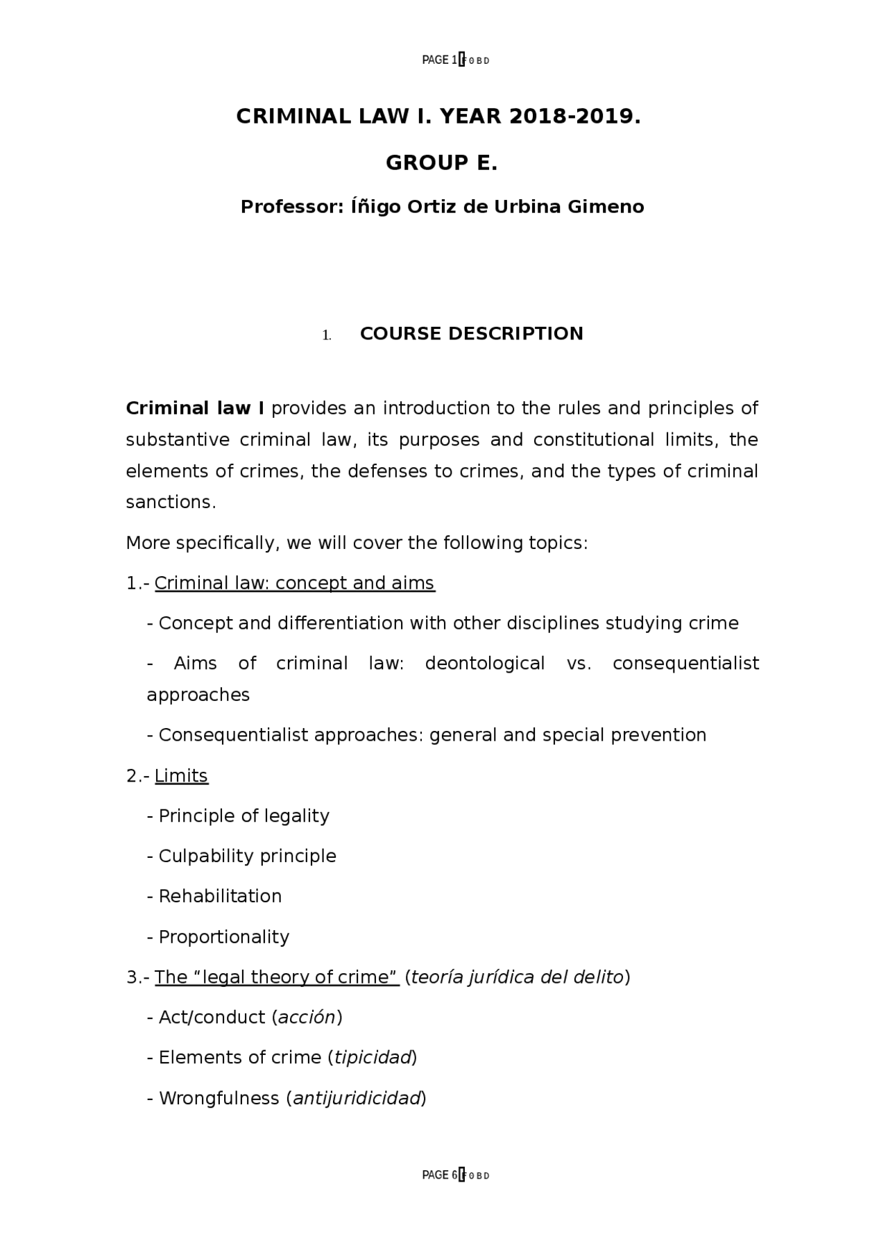 Course guide criminal law q Docsity