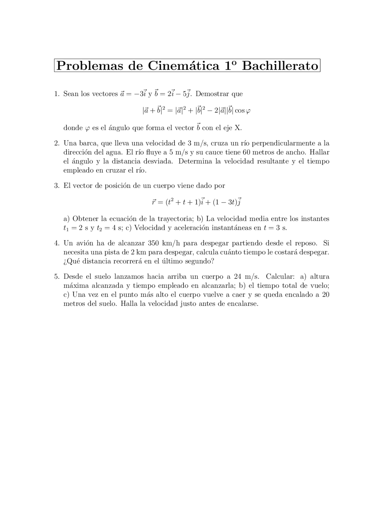 Km Hora A Metros Por Segundo PROBLEMAS FISICA 1 BACHILLERATO - Docsity