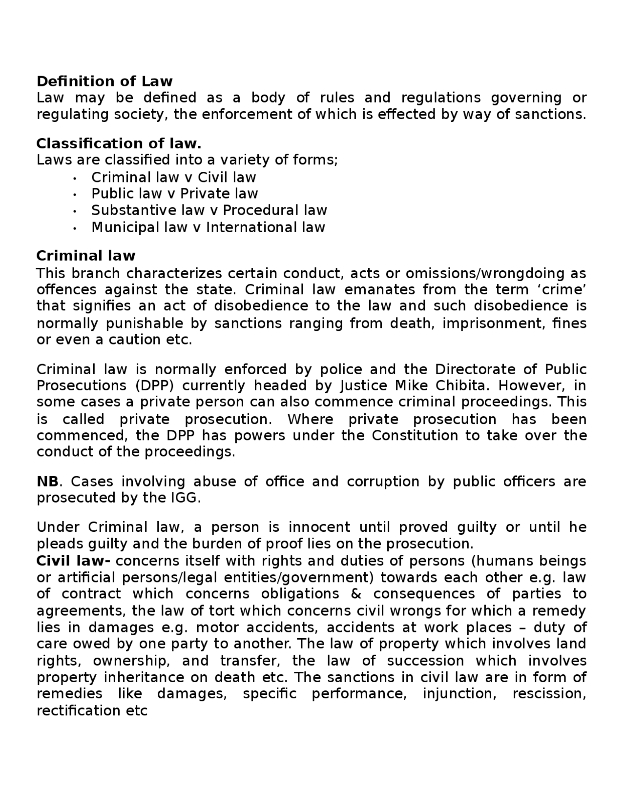 THE NATURE OF THE UGANDAN LEGAL SYSTEM Lecture notes Law Docsity