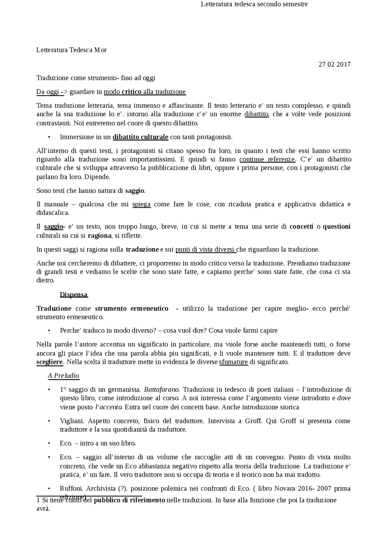 Letteratura Tedesca 3 - Riflessioni sulla traduzione ...
