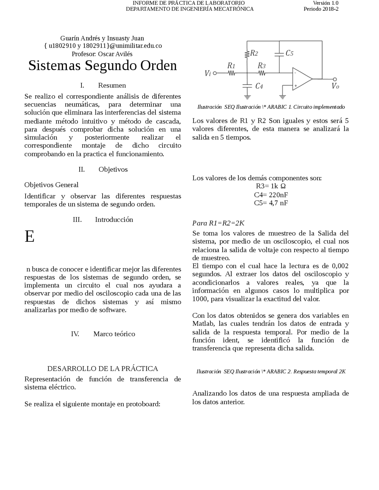 Sistemas De Segundo Orden Guías Proyectos Investigaciones De Sistemas De Segundo Orden Guías Proyectos Investigaciones De