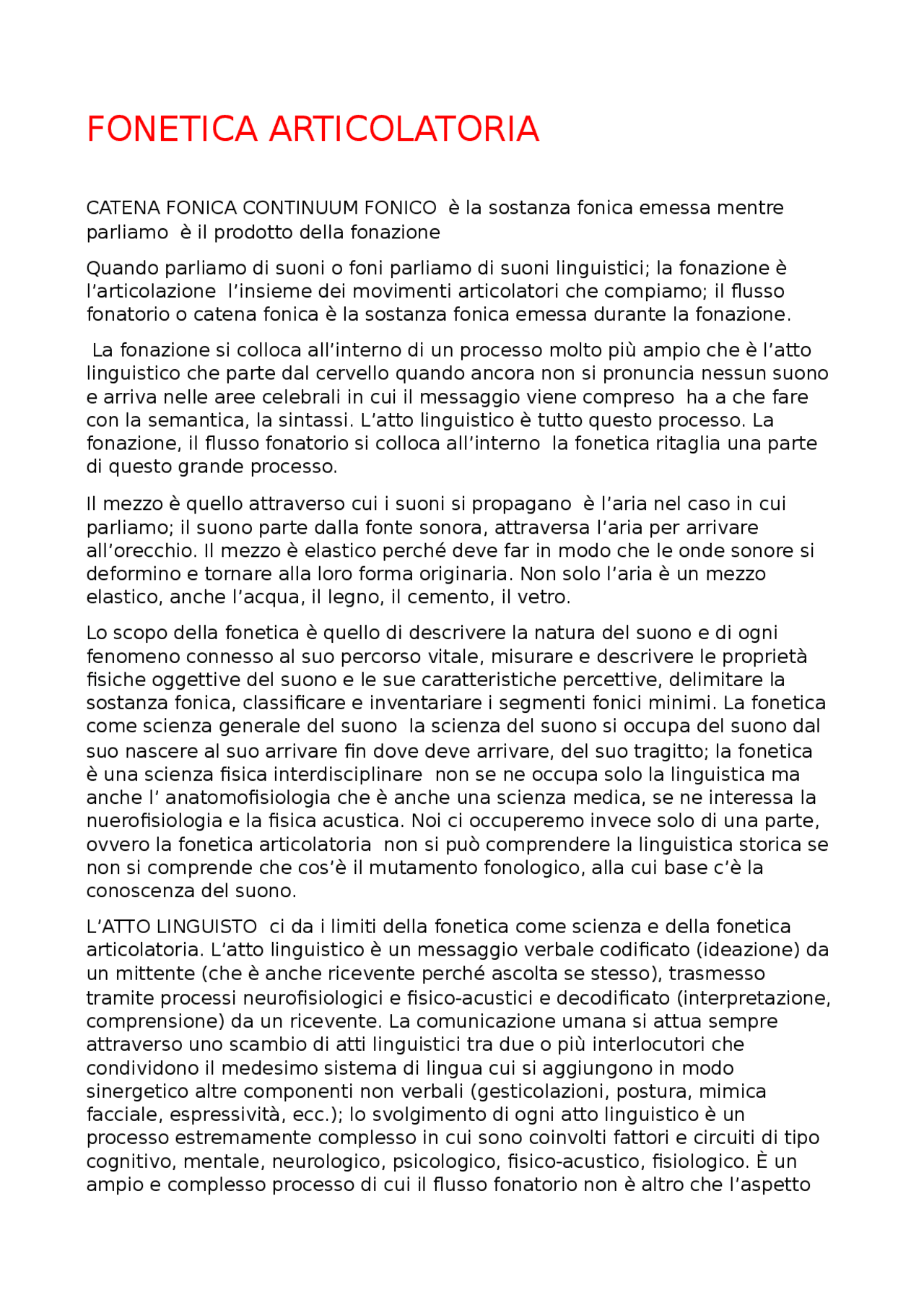 Appunti Articolatoria Docsity