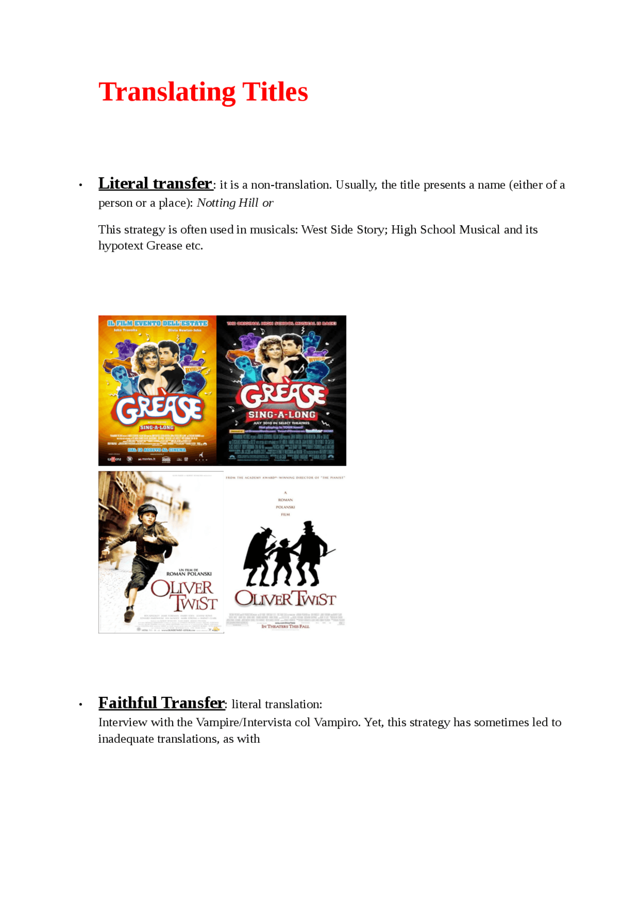 Translating titles in english translation Schemi e mappe concettuali