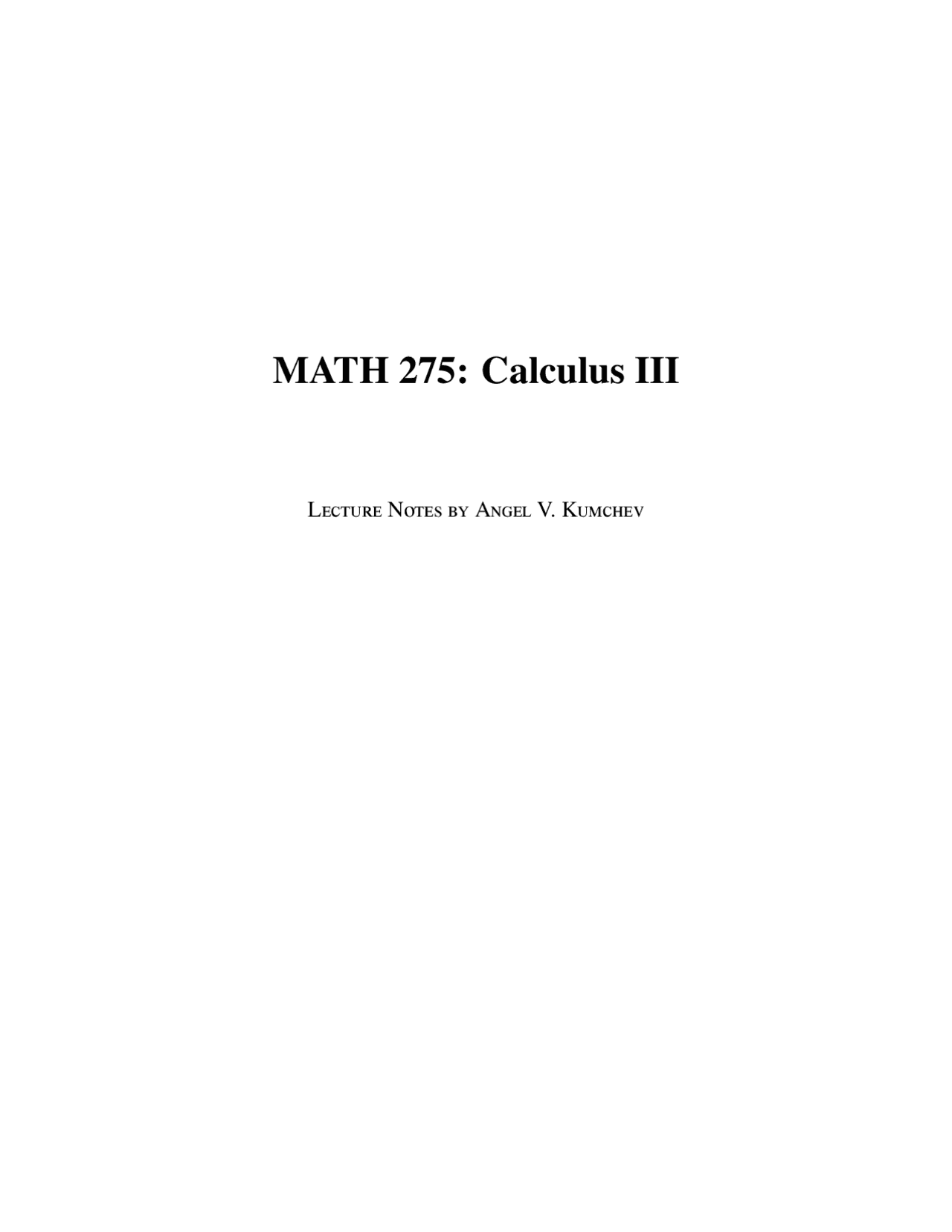 Multivariable Calculus - Lecture Notes - Docsity