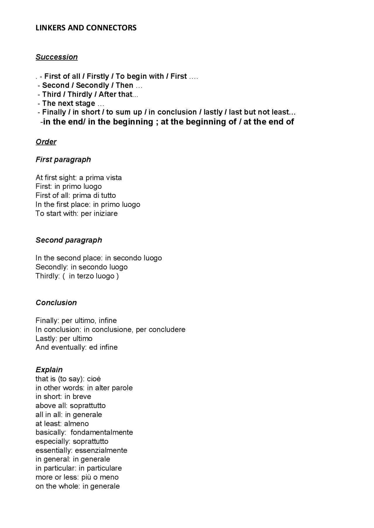 Linkers and connectors - Docsity