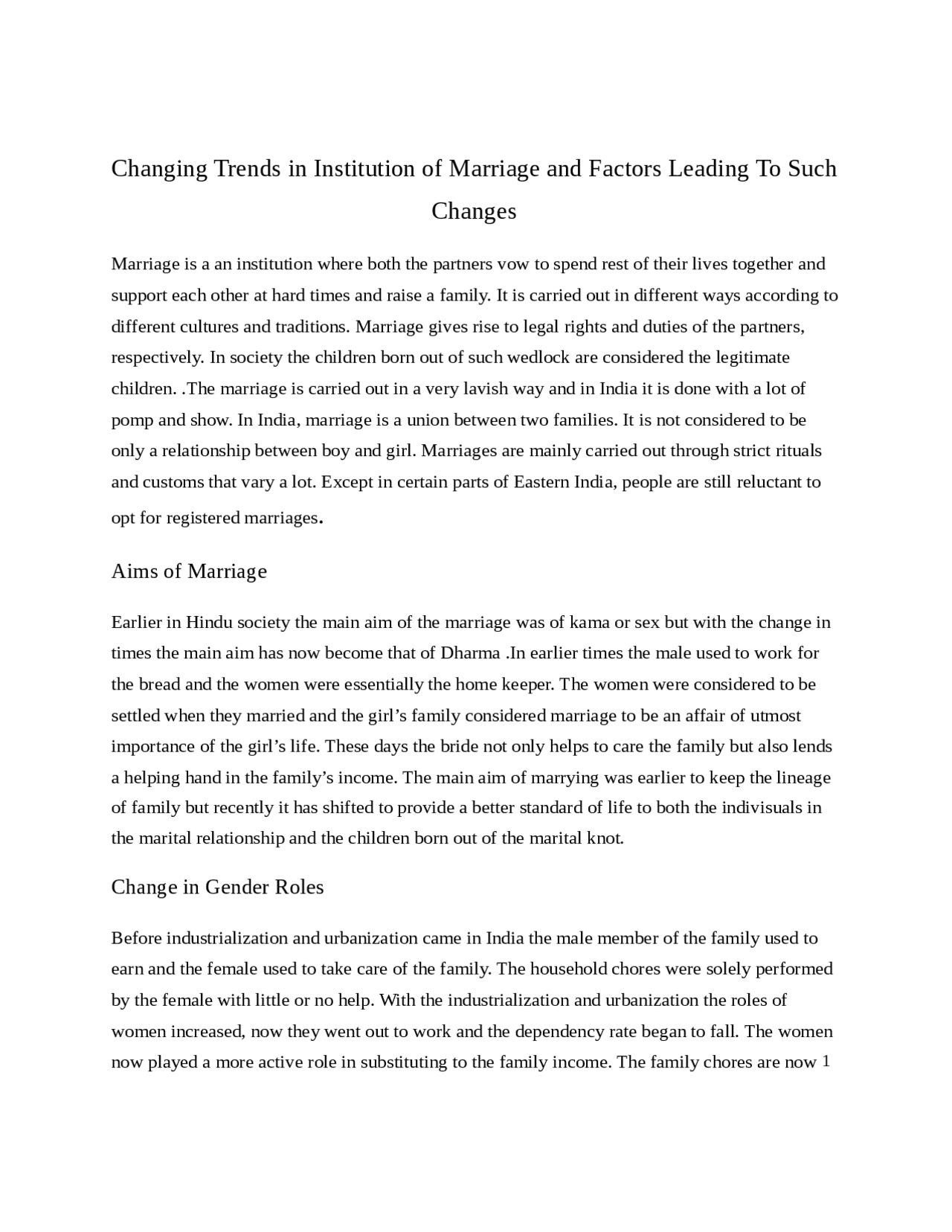 Changing trends in institution of marriage | Essays (high school ...