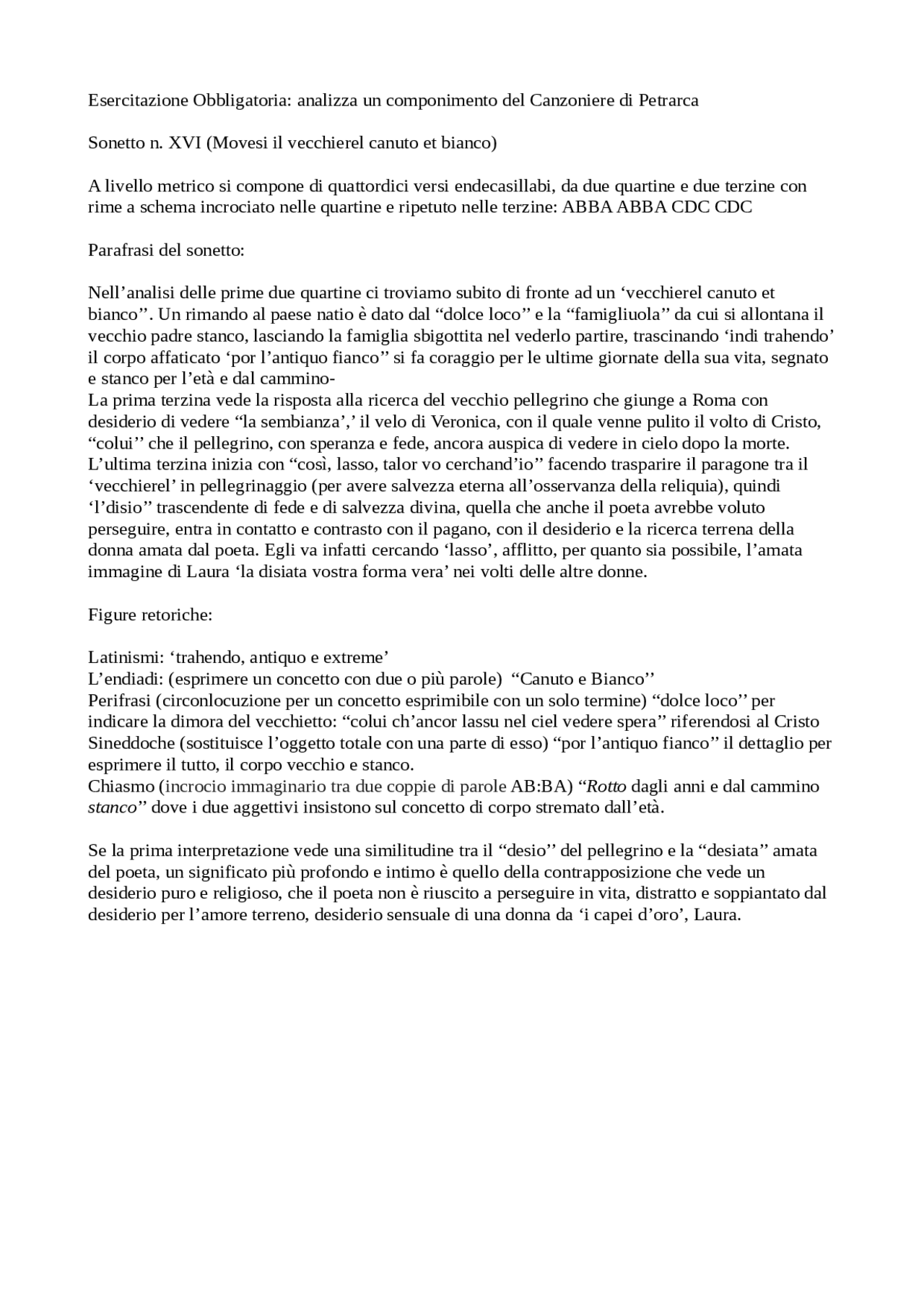 Analisi Del Testo Movesi Il Vecchierel Canuto E Bianco