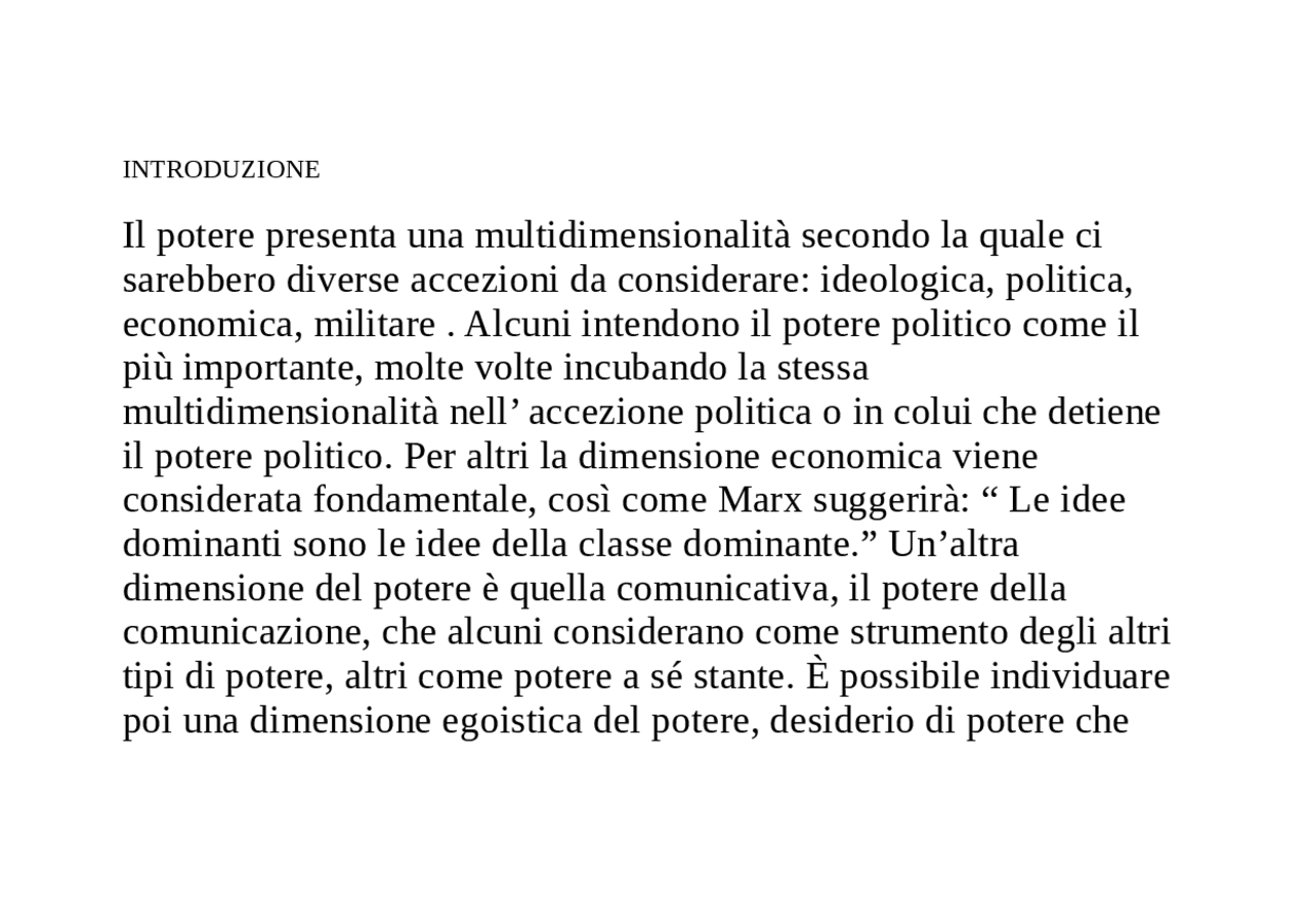 Le dimensioni del potere. Riassunti - Docsity