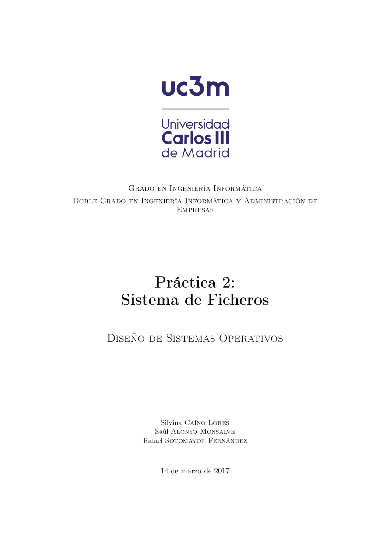 Practica 2 Diseño de Sistemas Operativos - Docsity