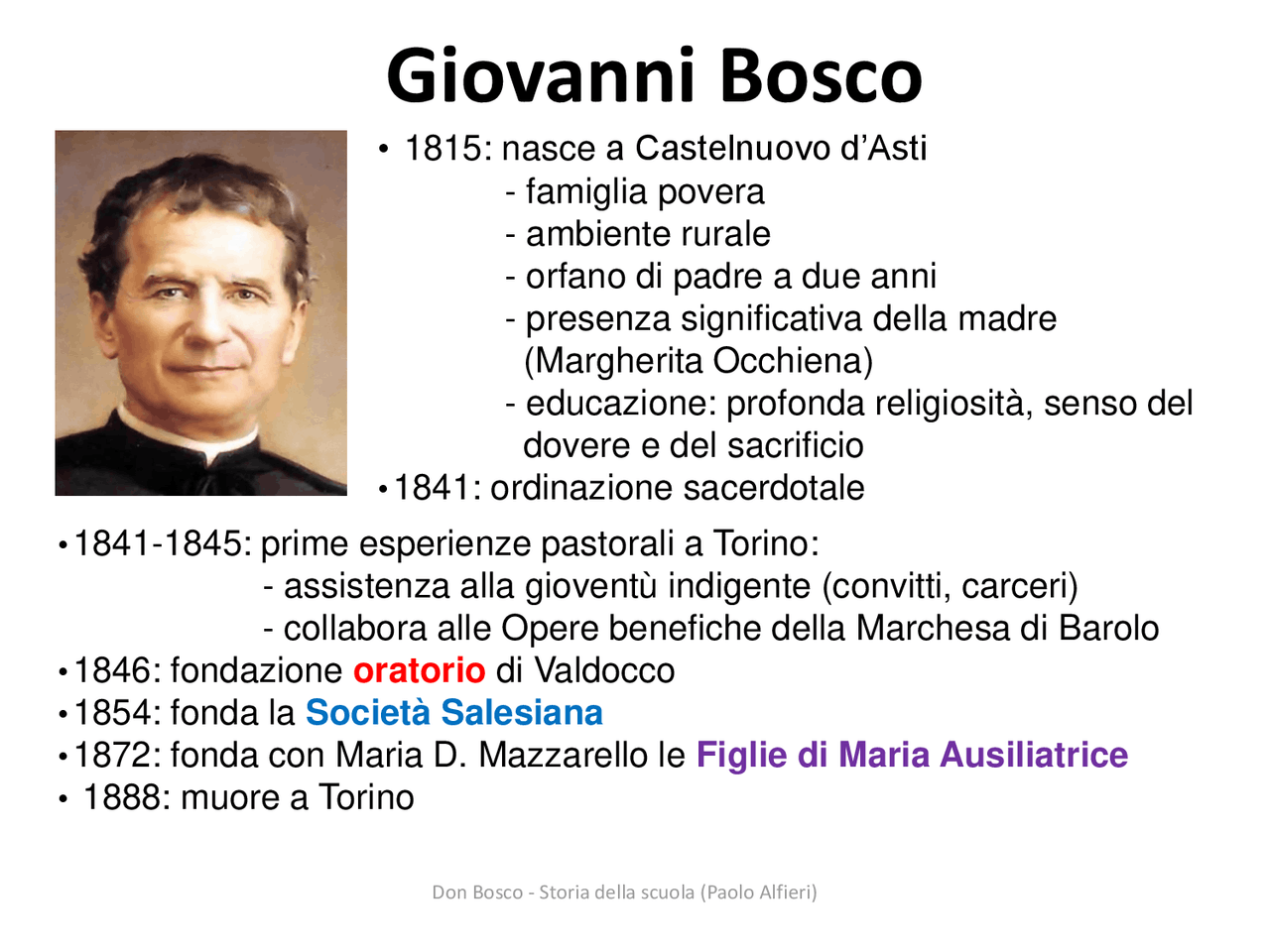 Biografia Don bosco ( vita, opere, pratiche educative) - Docsity