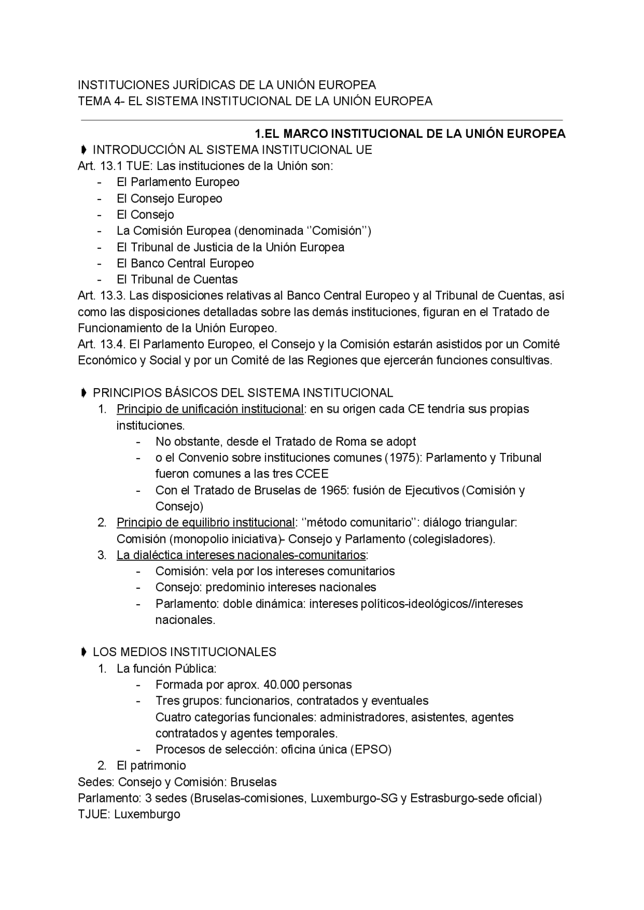 Tema 4, Instituciones de la unión europea - Docsity