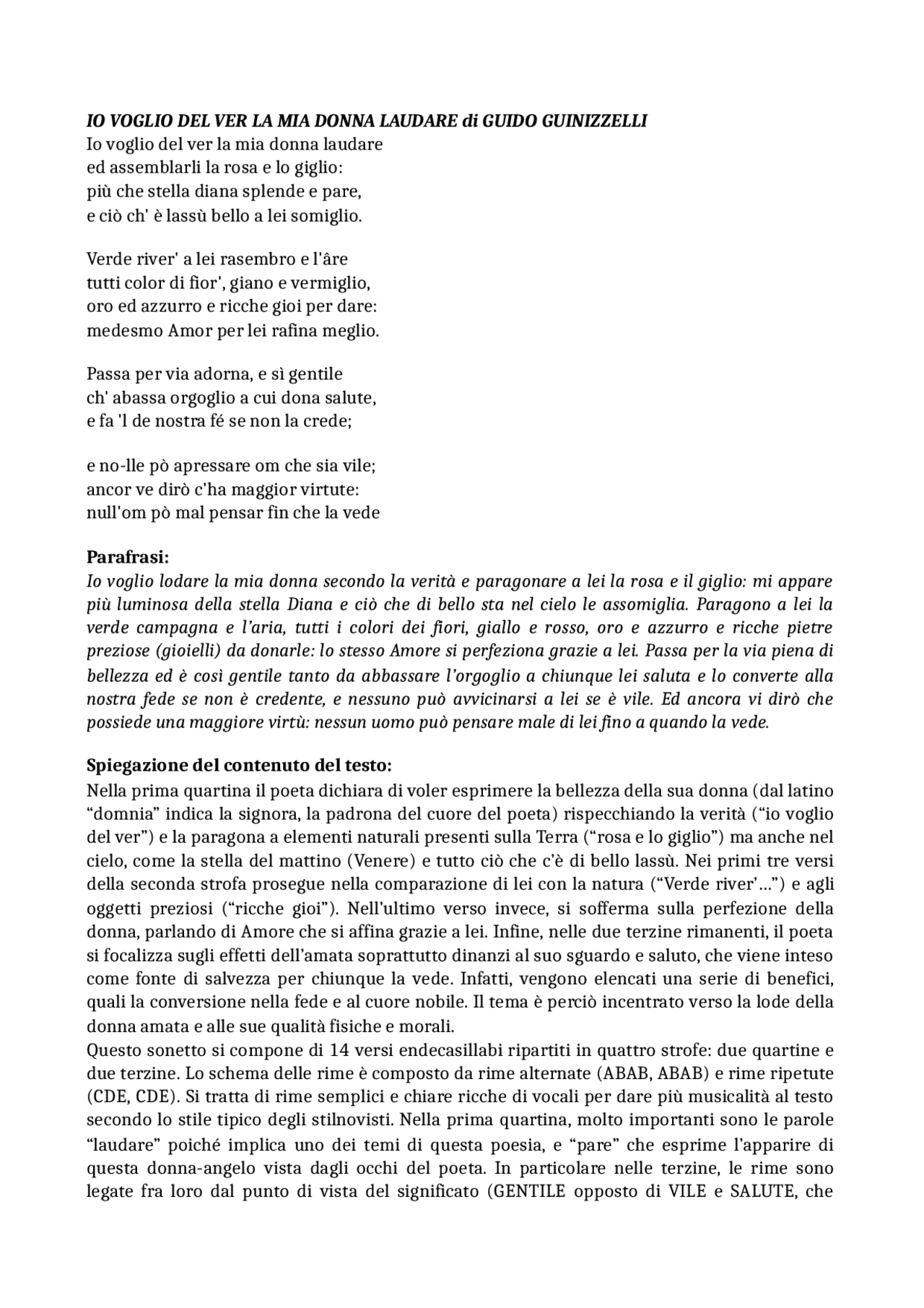 IO VOGLIO DEL VER LA MIA DONNA LAUDARE Docsity IO VOGLIO DEL VER LA MIA DONNA LAUDARE Docsity