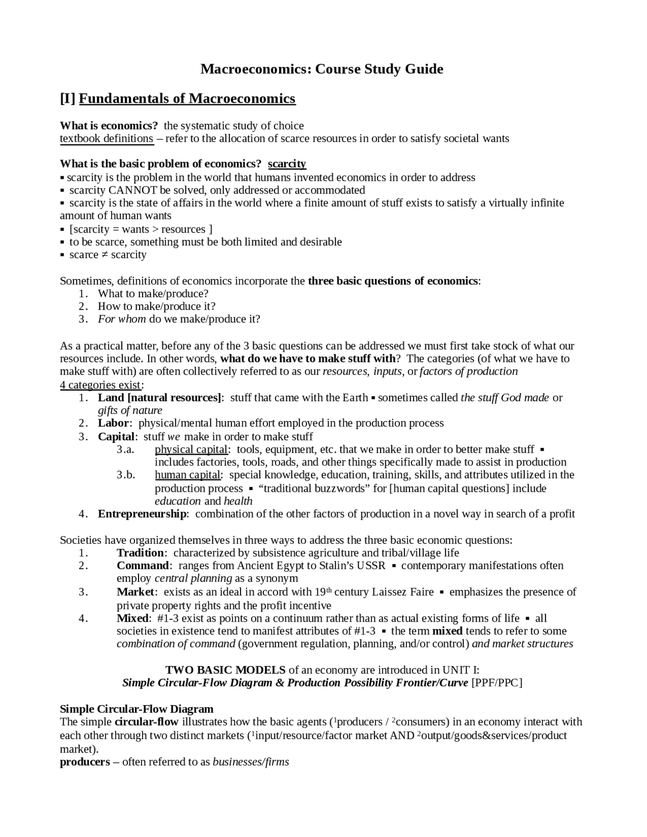 Study Guide for Macro - Docsity