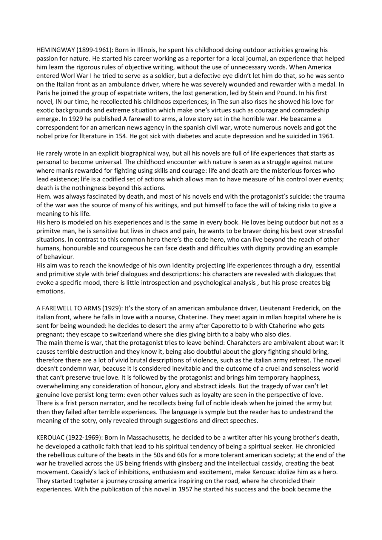 Italiano, letteratura del novecento Docsity