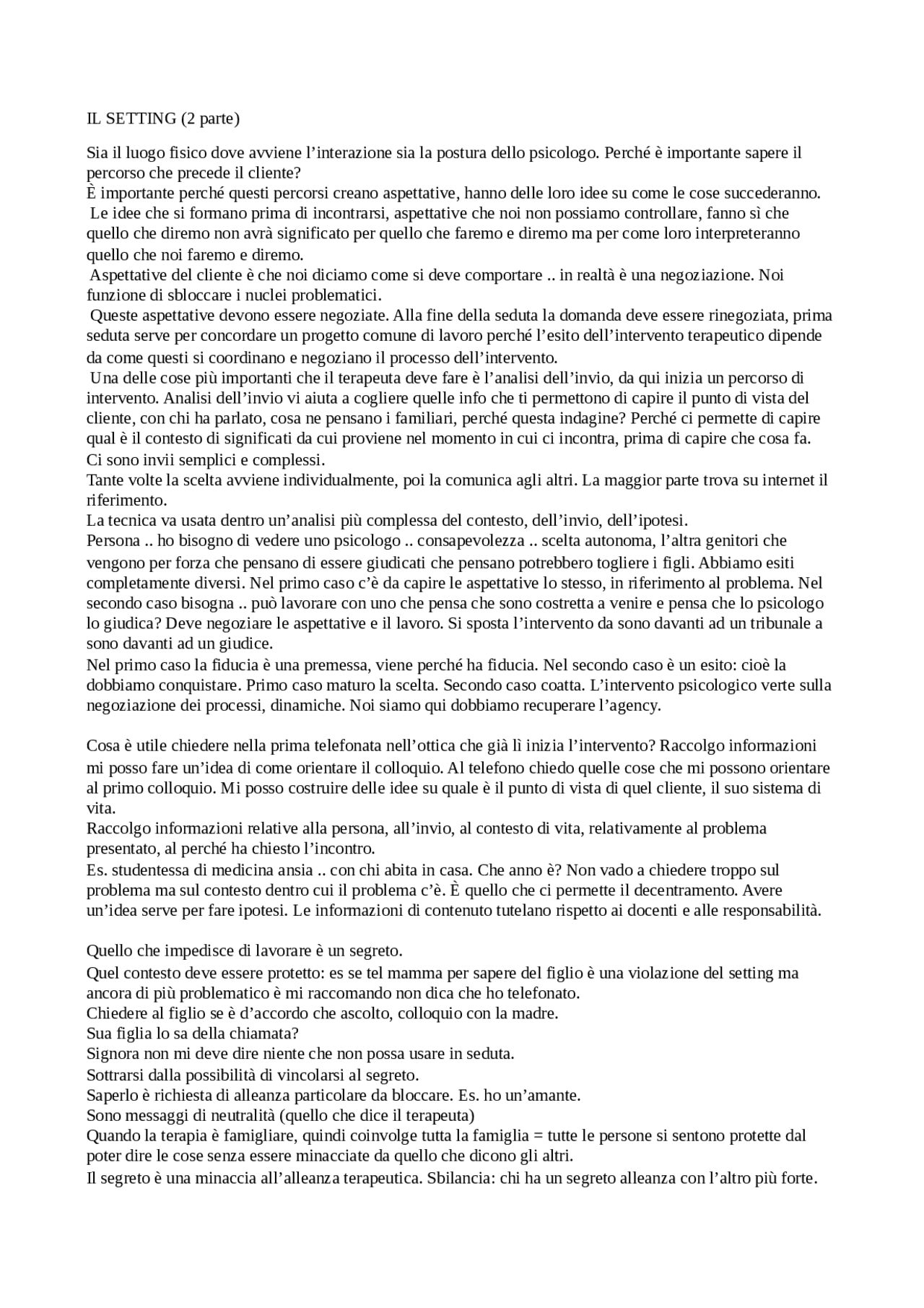 METODOLOGIA DELL INTERVENTO PSICOLOGICO Fruggeri Setting E Postura 