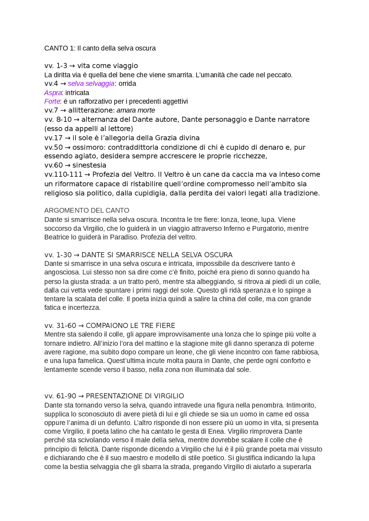 Canto 1, Inferno, Divina Commedia, Dante Docsity Canto 1, Inferno, Divina Commedia, Dante Docsity