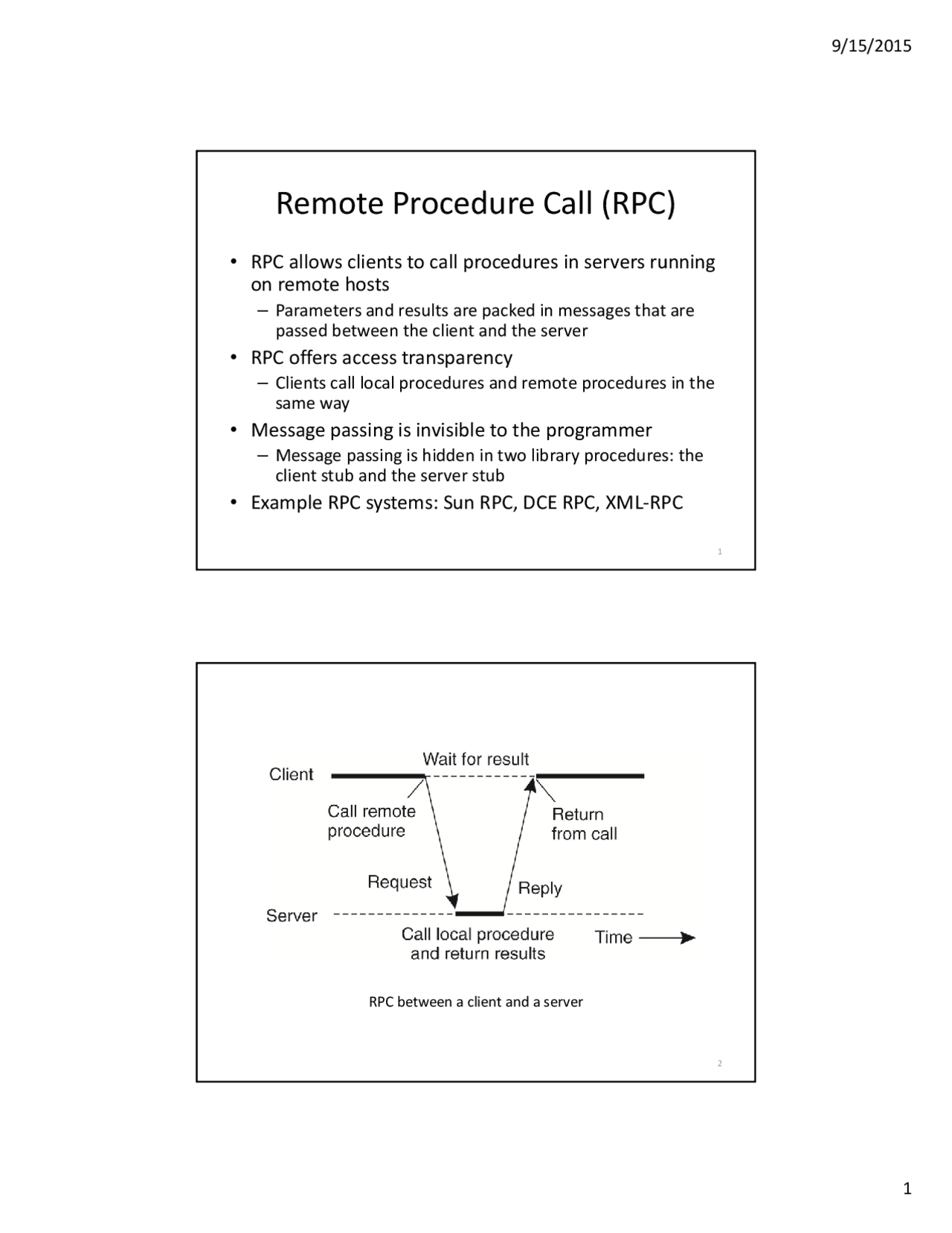 RPC Calls and prodecures - Docsity