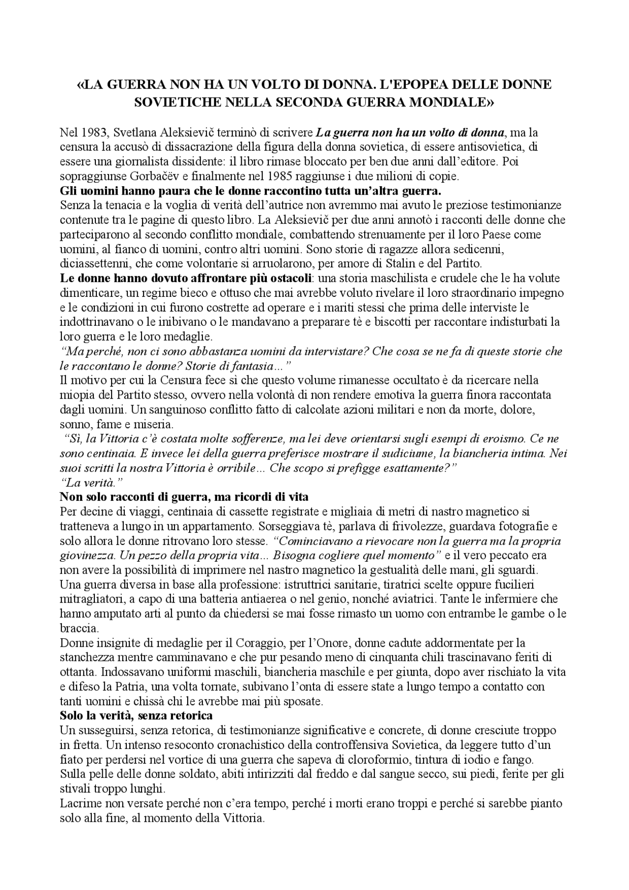 La guerra non ha un volto