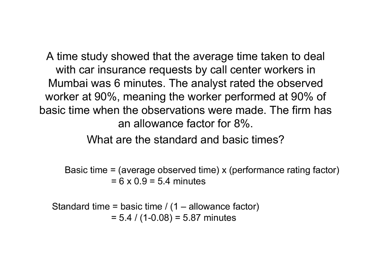Exercises basic and standard time - Docsity