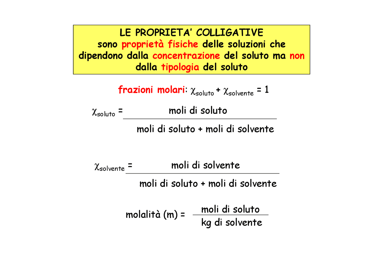 Proprietà colligative Slide di Chimica Docsity