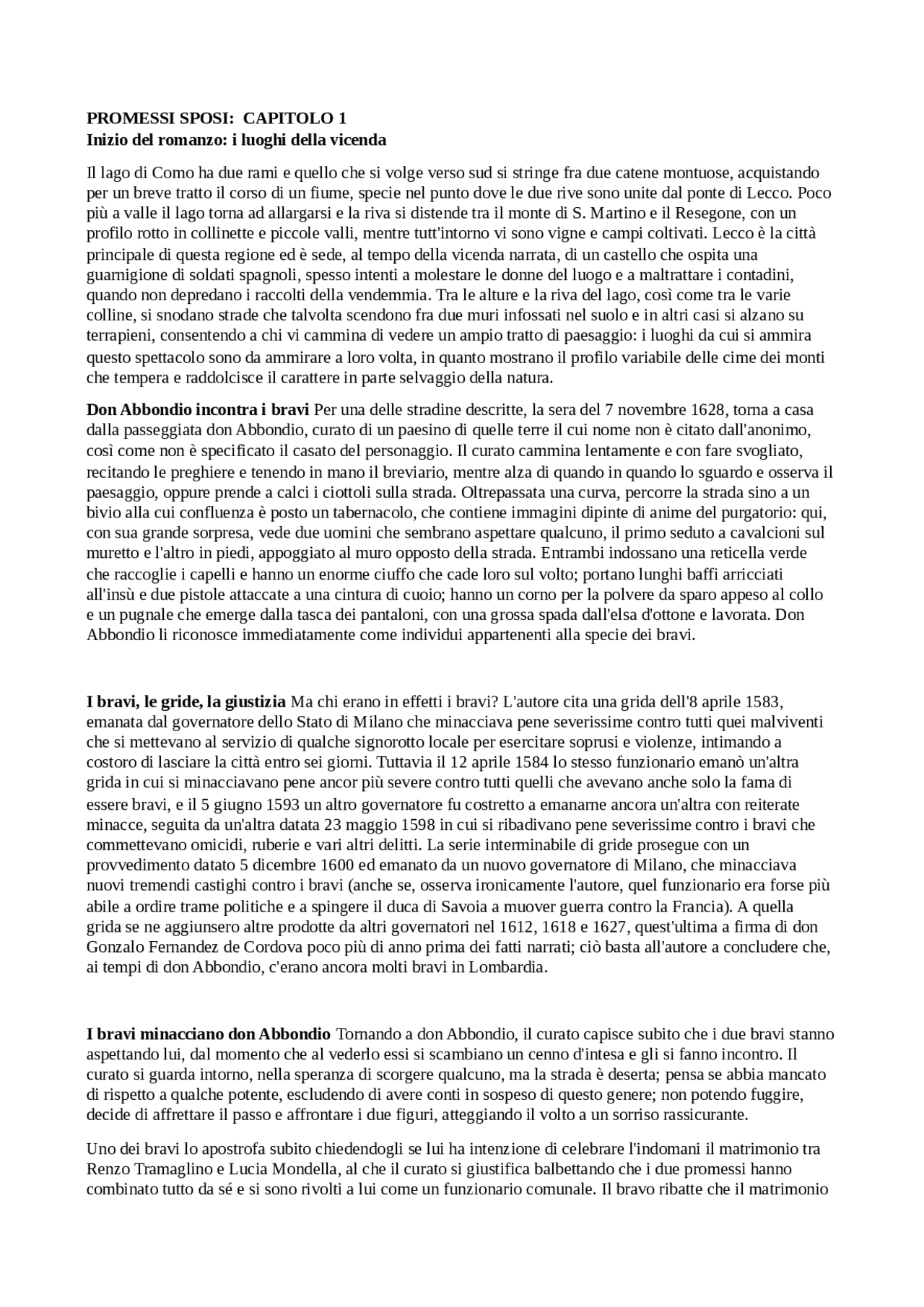 Riassunto promessi sposi capitolo 1 Docsity Riassunto promessi sposi capitolo 1 Docsity