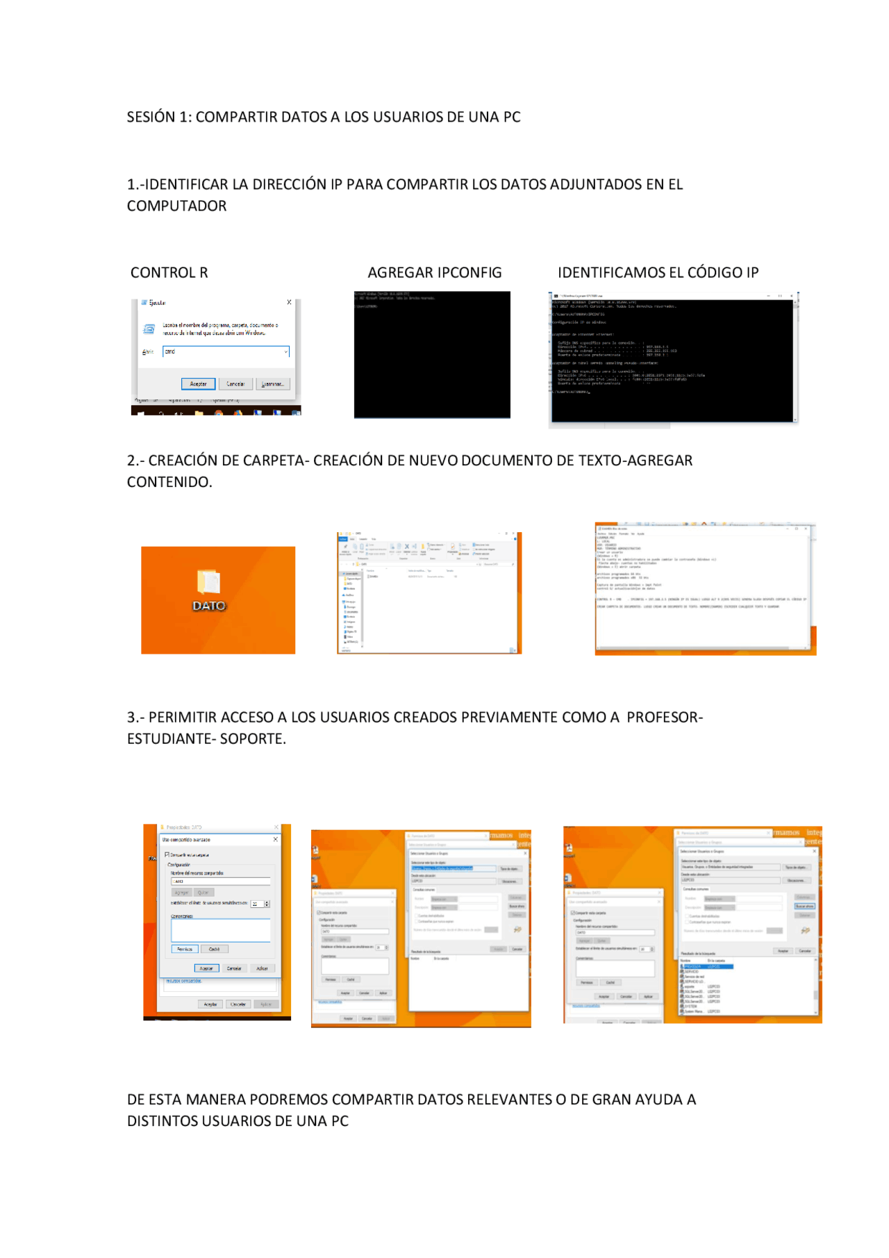 Creación de Datos en Word - Docsity