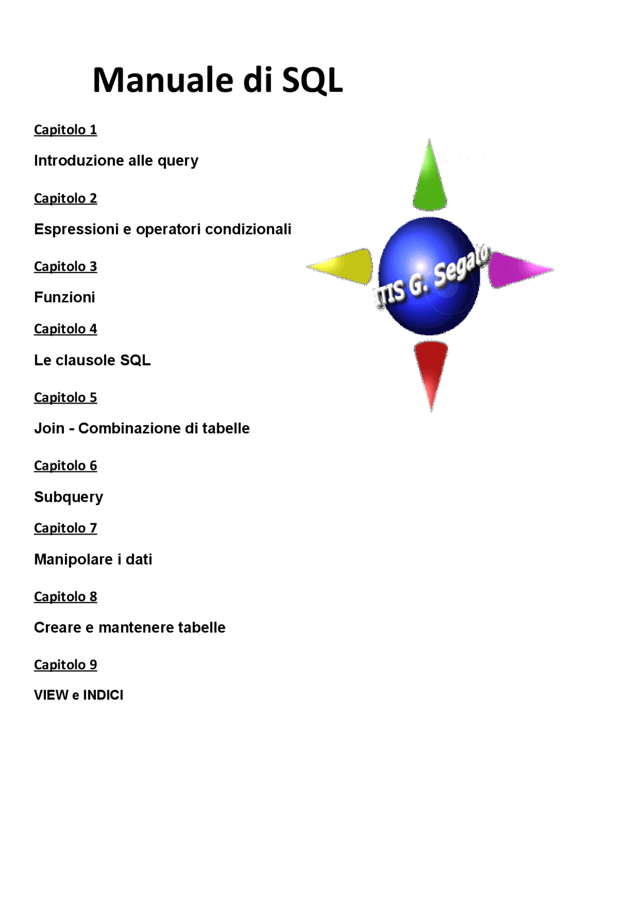 Sql Syntax Manual MANUALE SQL- QUERY DATABASE - Docsity