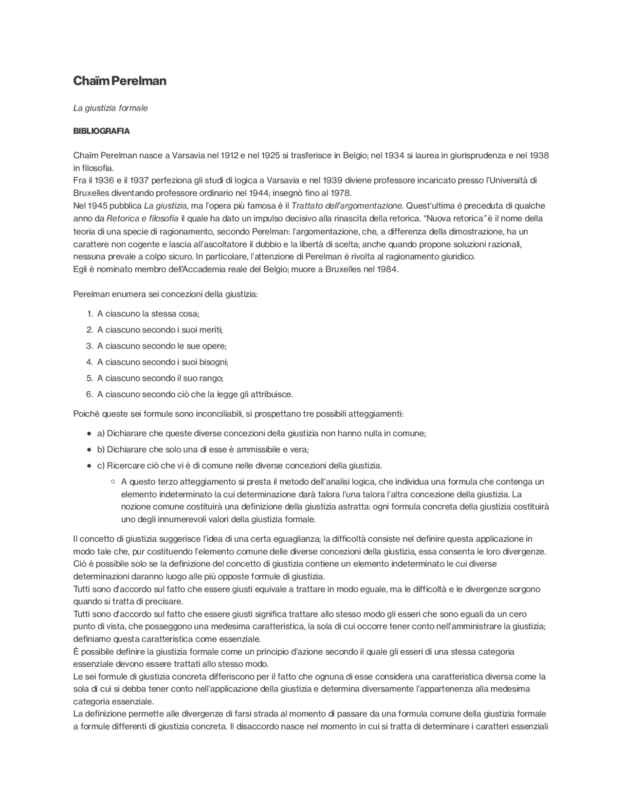 Appunti su Chaim Perelman Docsity