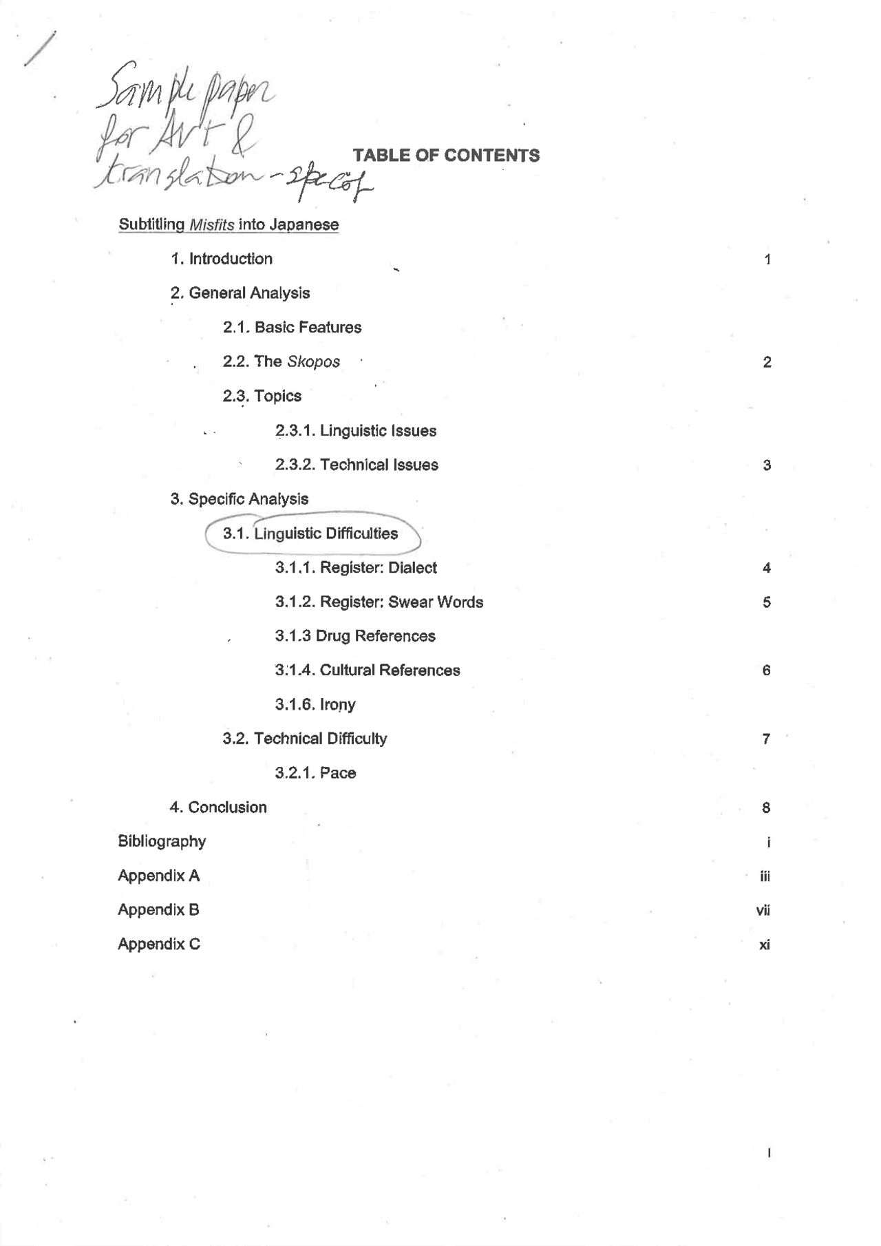 Sample translation commentary | Appunti di Linguistica Inglese - Docsity