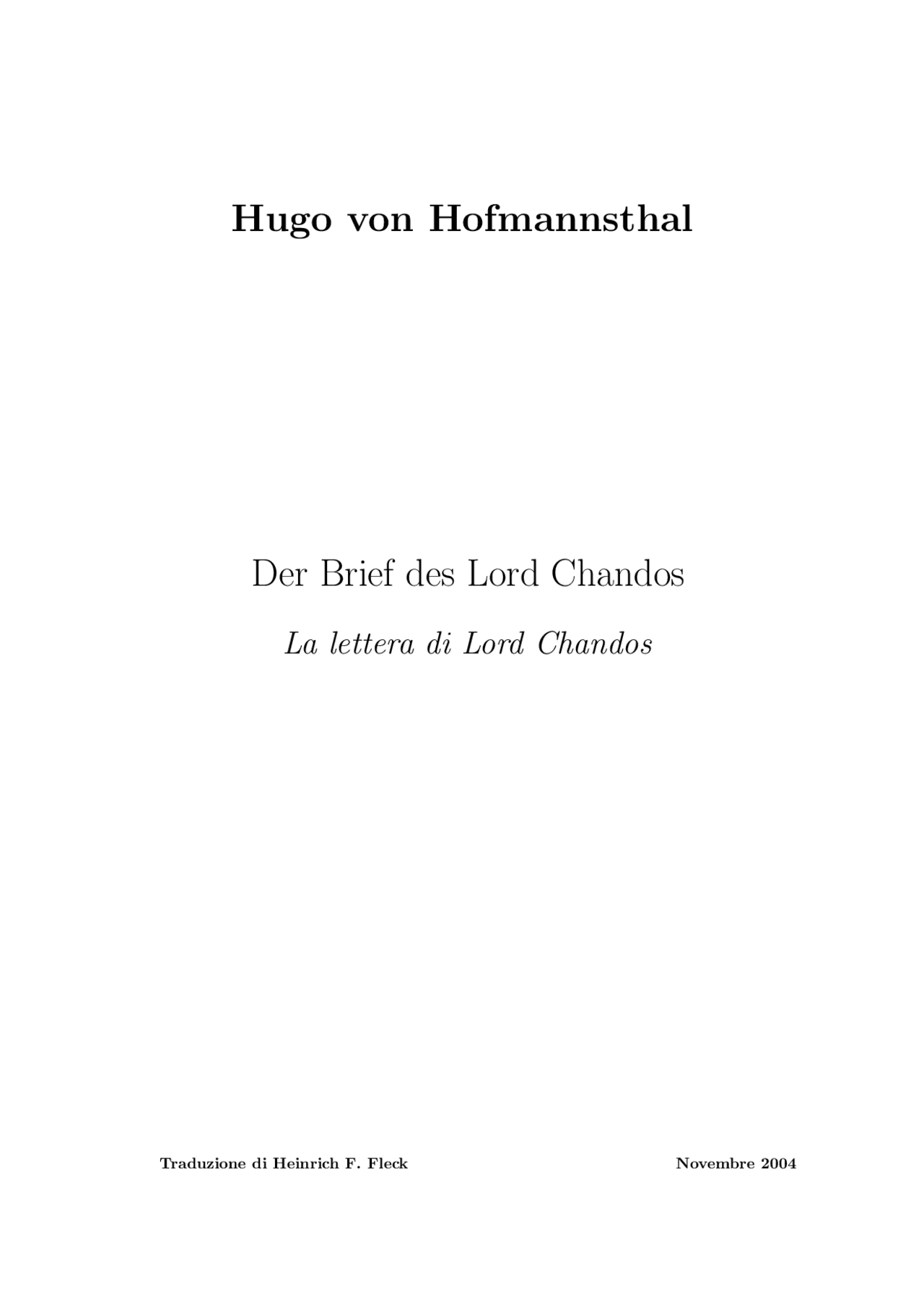 Ein Brief Von Hugo Von Hofmannsthal Ein Brief, Hugo von Hofmannsthal - Docsity
