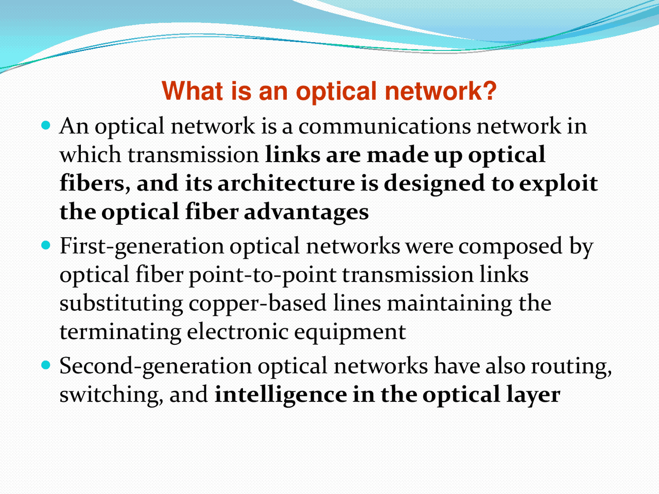 Optical communication Network layer design and architecture Docsity