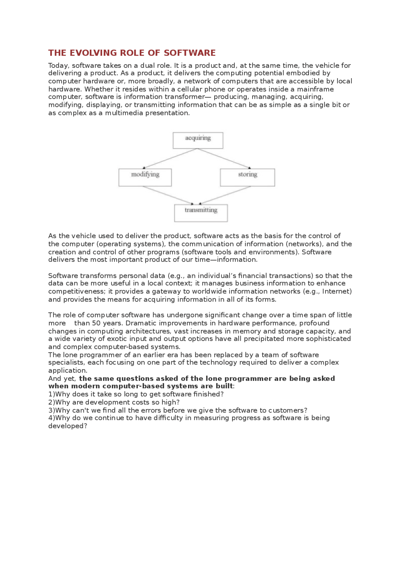 Evolution of Software - Docsity