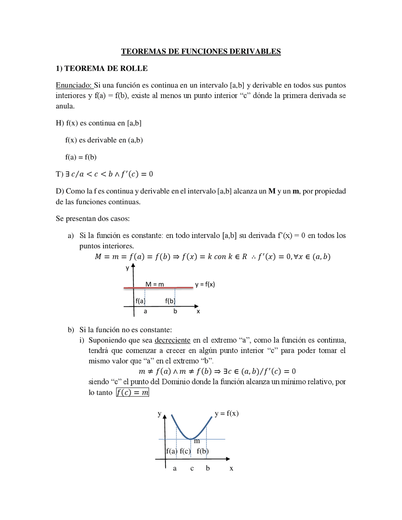 Teorema De Funciones Derivables Docsity