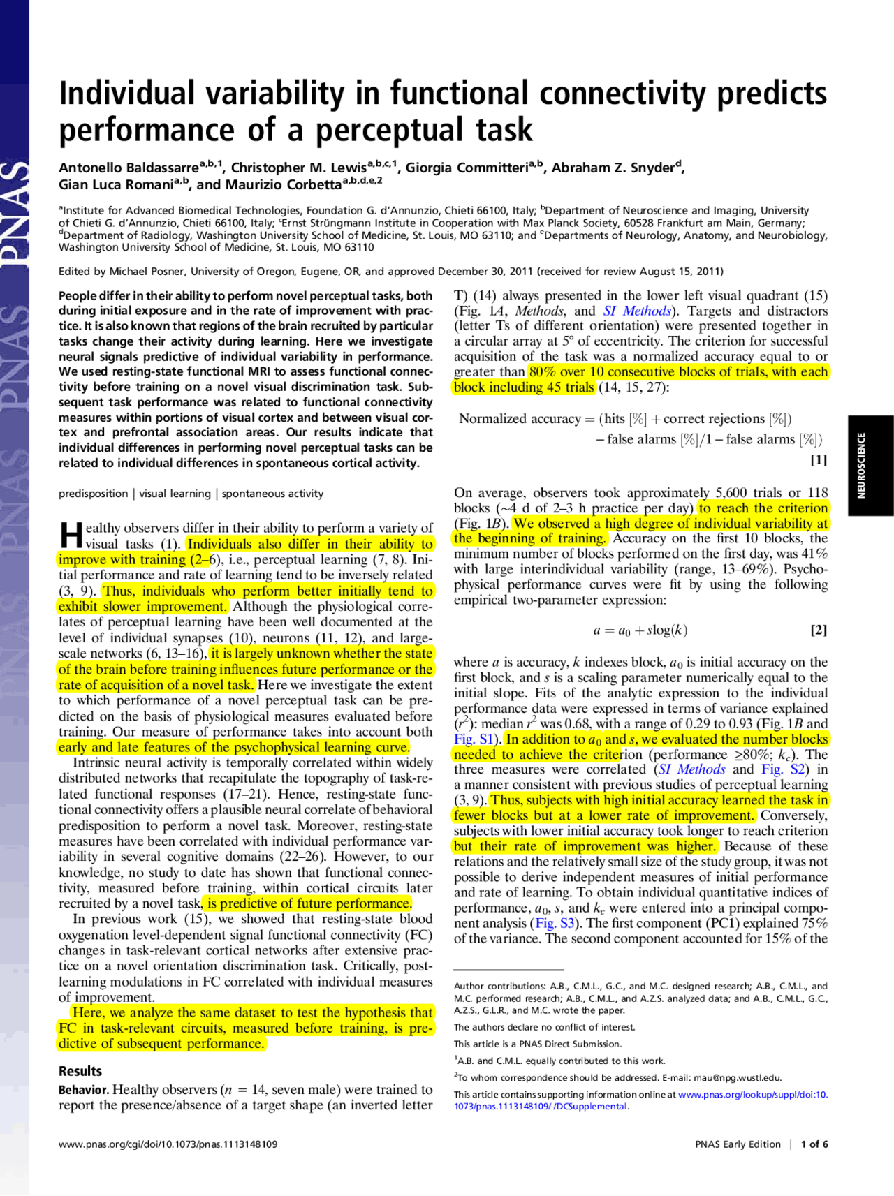 Individual variability in functional connectivity predicts performance ...