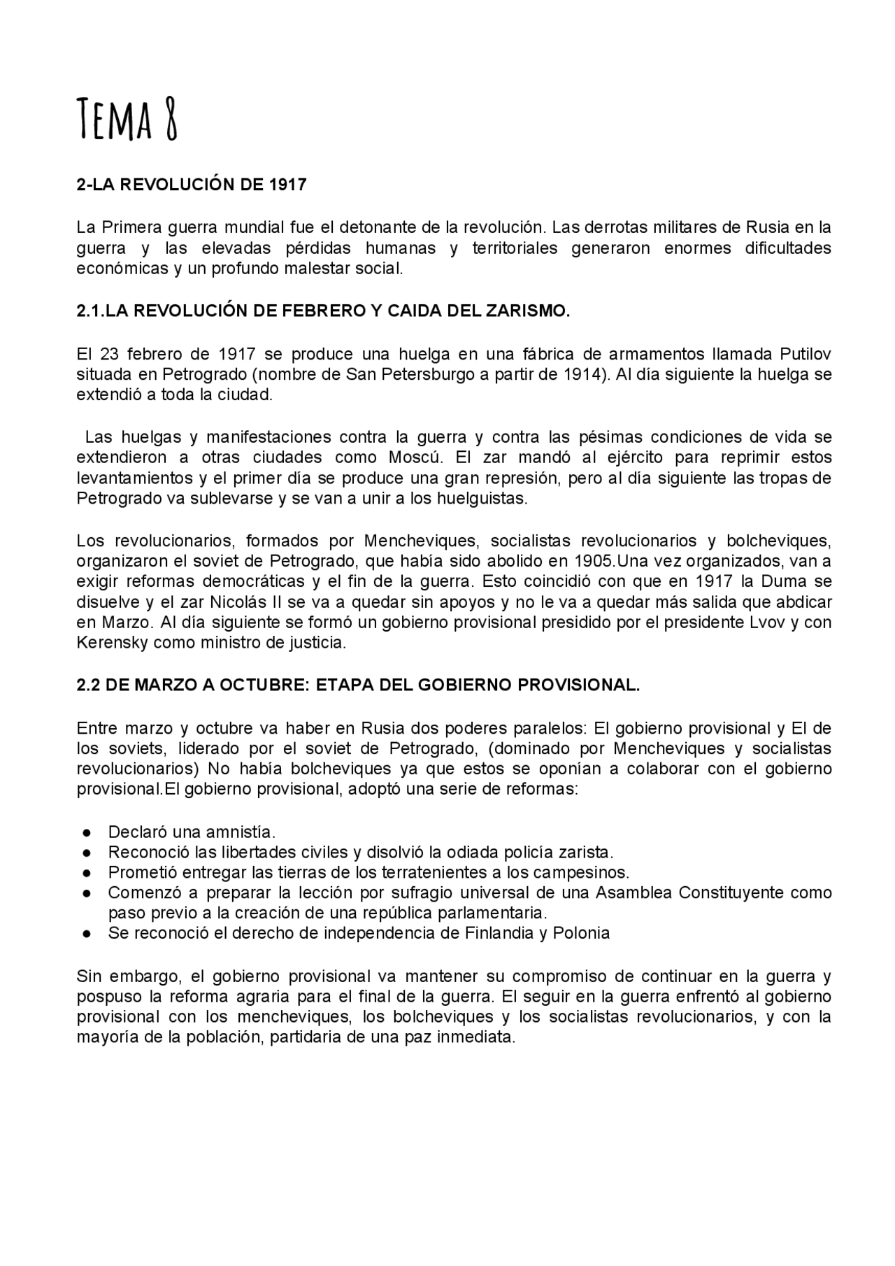 Revolucion Rusa Y La Urss Docsity