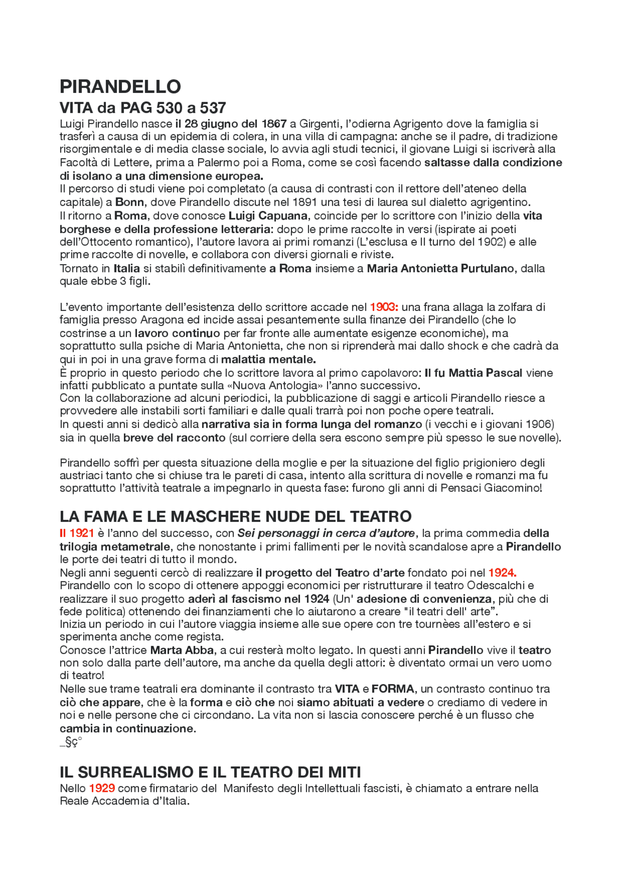 Pirandello vita e opere Docsity Pirandello vita e opere Docsity