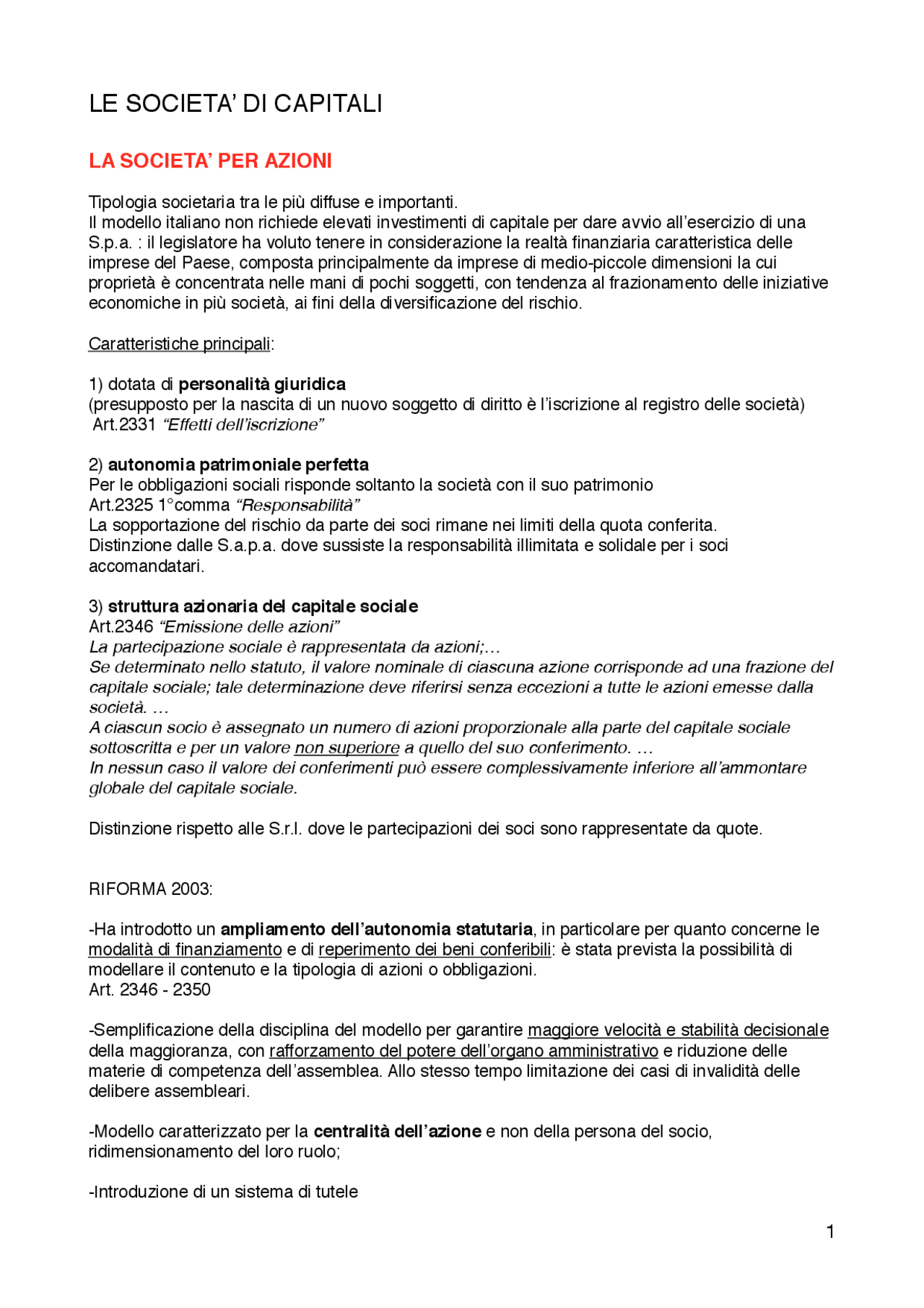 Le società di capitali Docsity Le società di capitali Docsity