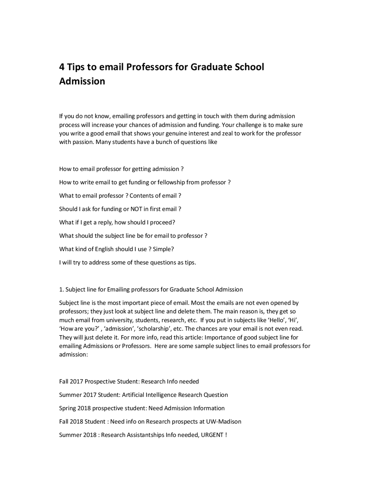 4 Tips to email Professors(ApplyClub) | Thesis Biology | Docsity
