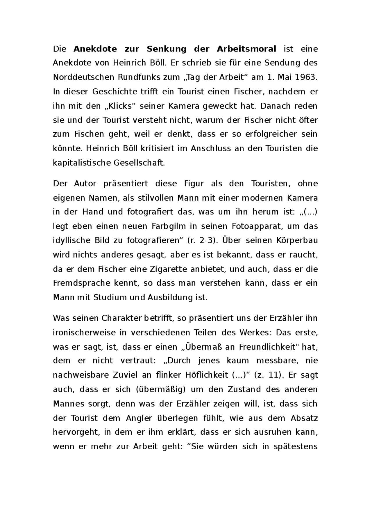 Heinrich Böll Anekdote Zur Senkung Der Arbeitsmoral