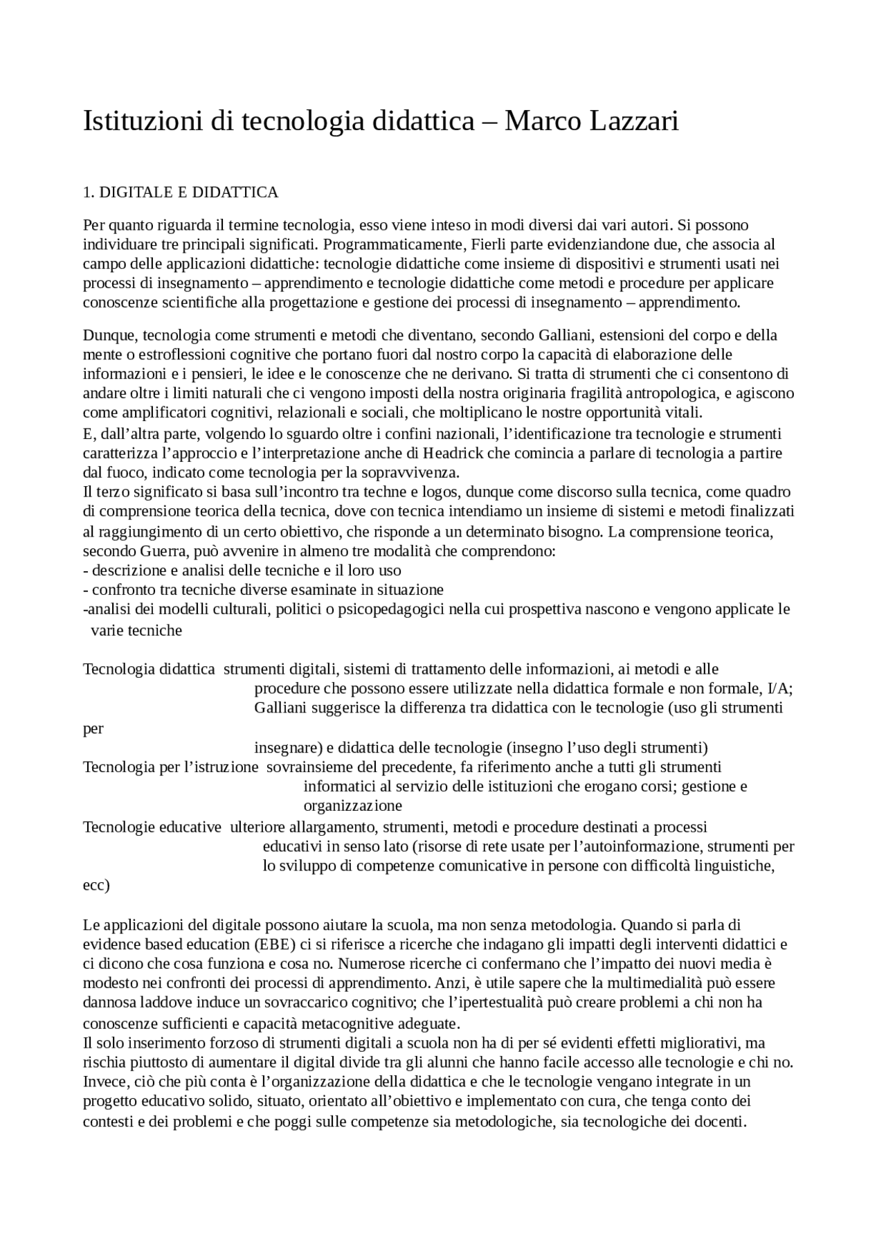 Istituzioni di tecnologia didattica | Sintesi del corso di Didattica ...