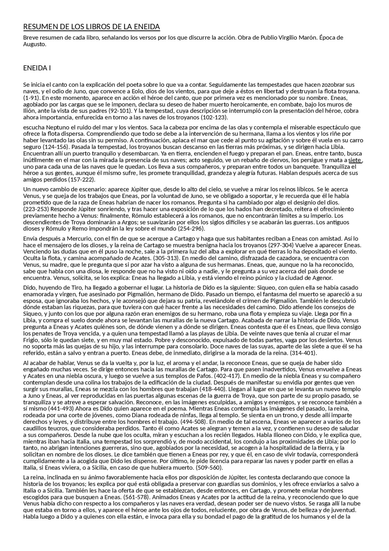 Resumen Libro Eneida Docsity