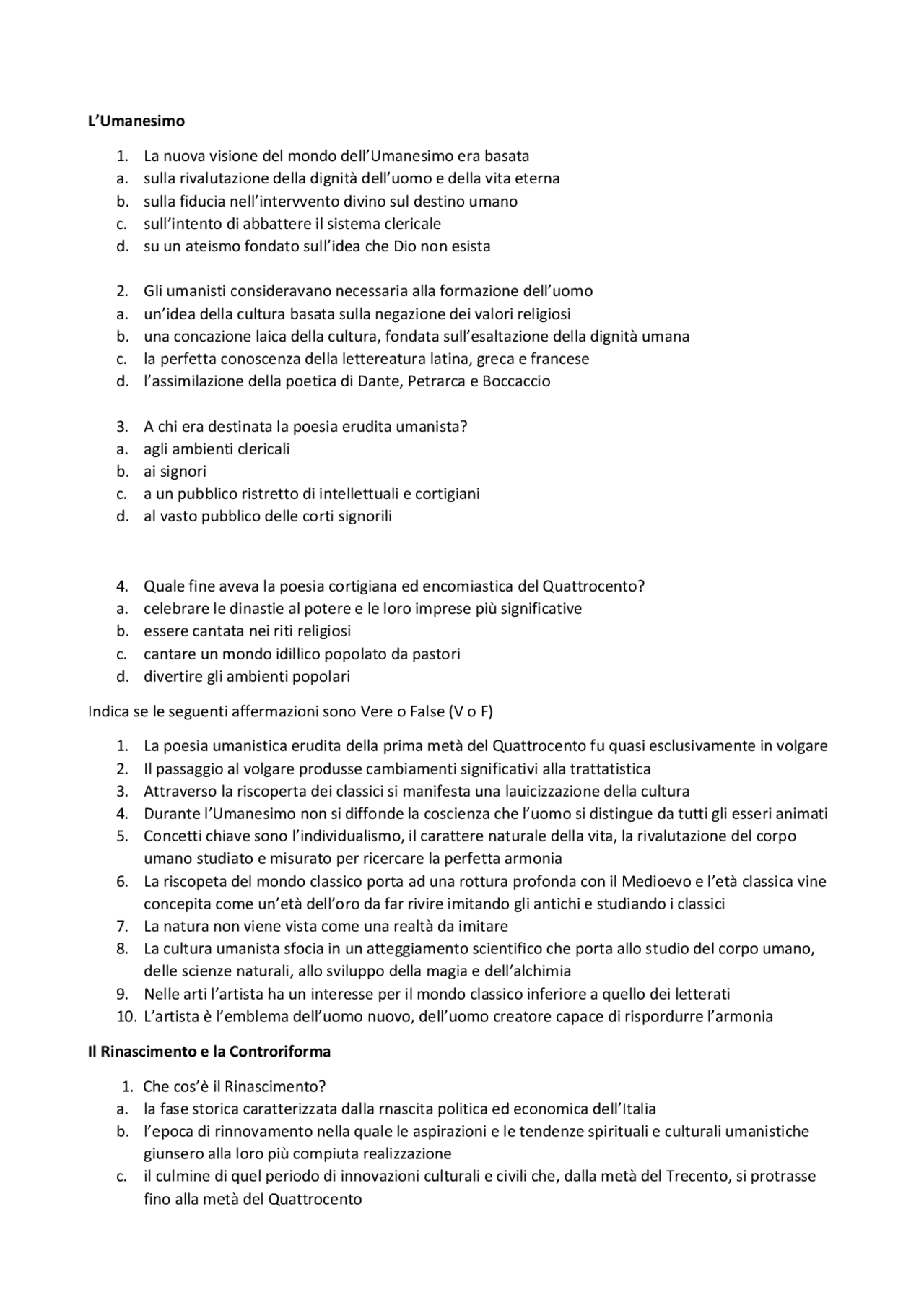 Verifica di italiano Umanesimo e Rinascimento Esercizi di Italiano Docsity Verifica di italiano Umanesimo e Rinascimento Esercizi di Italiano Docsity