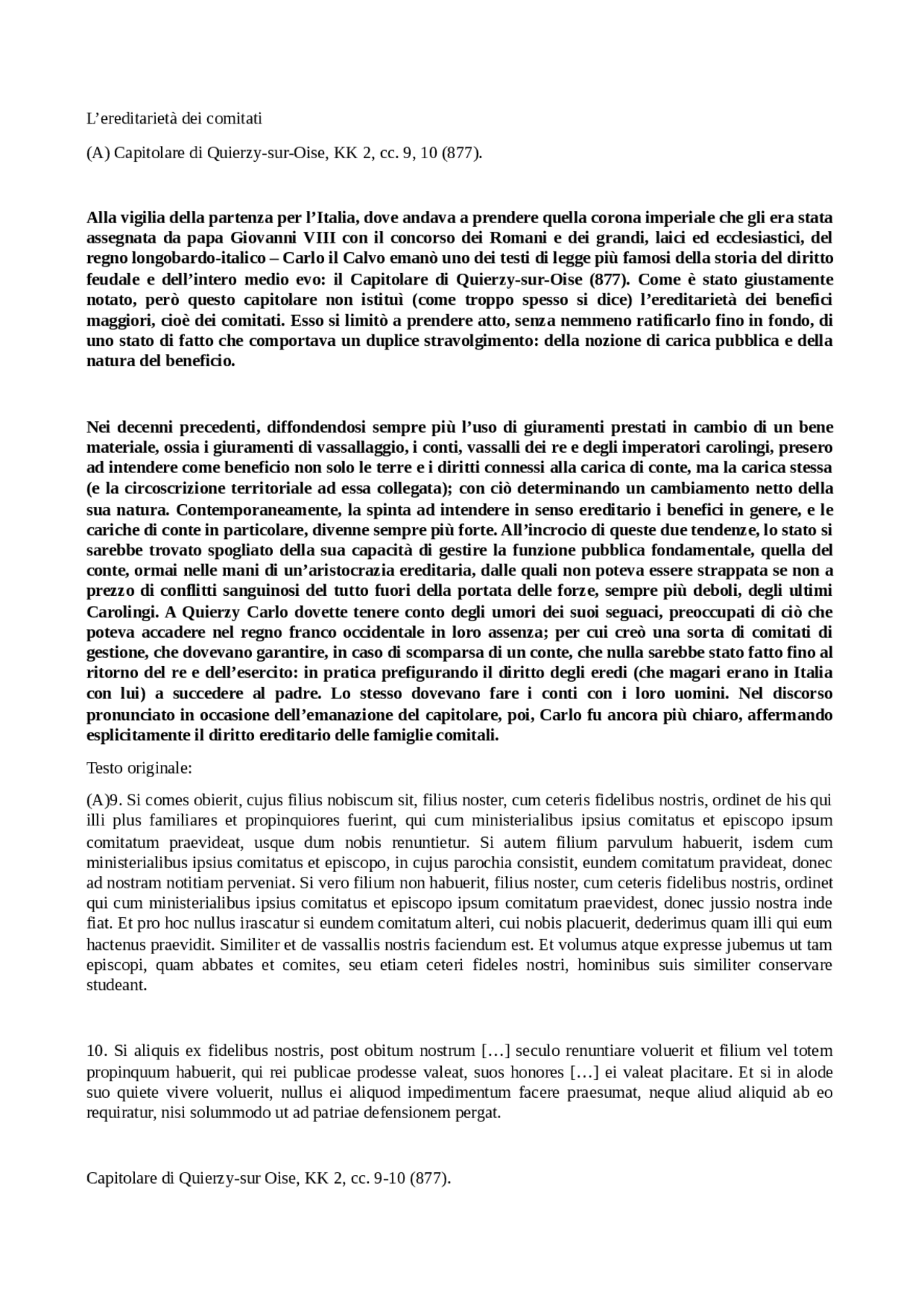 Capitolare di Quierzy sur Oise Docsity