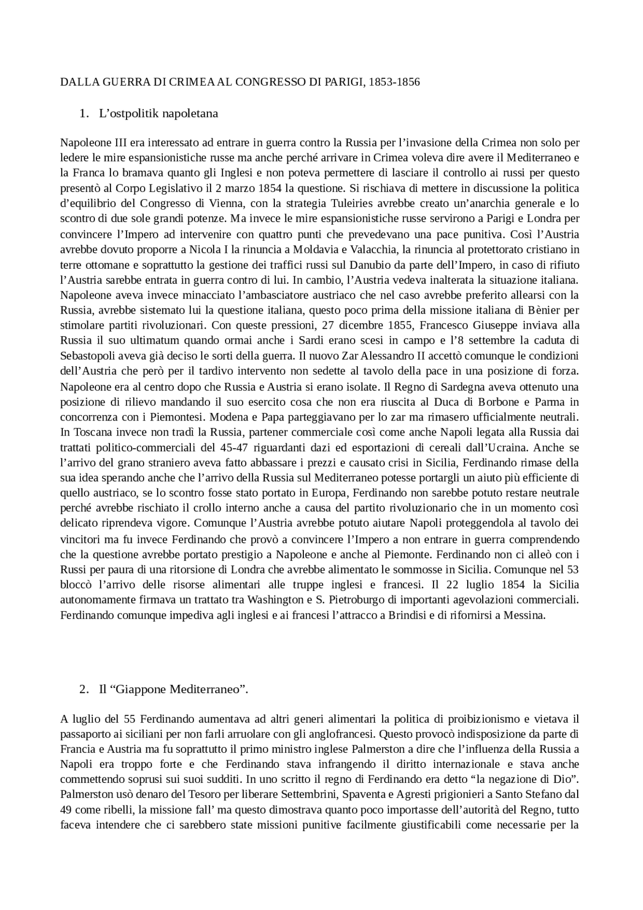 Riassunto Regno delle due Sicilie parte 2 Docsity