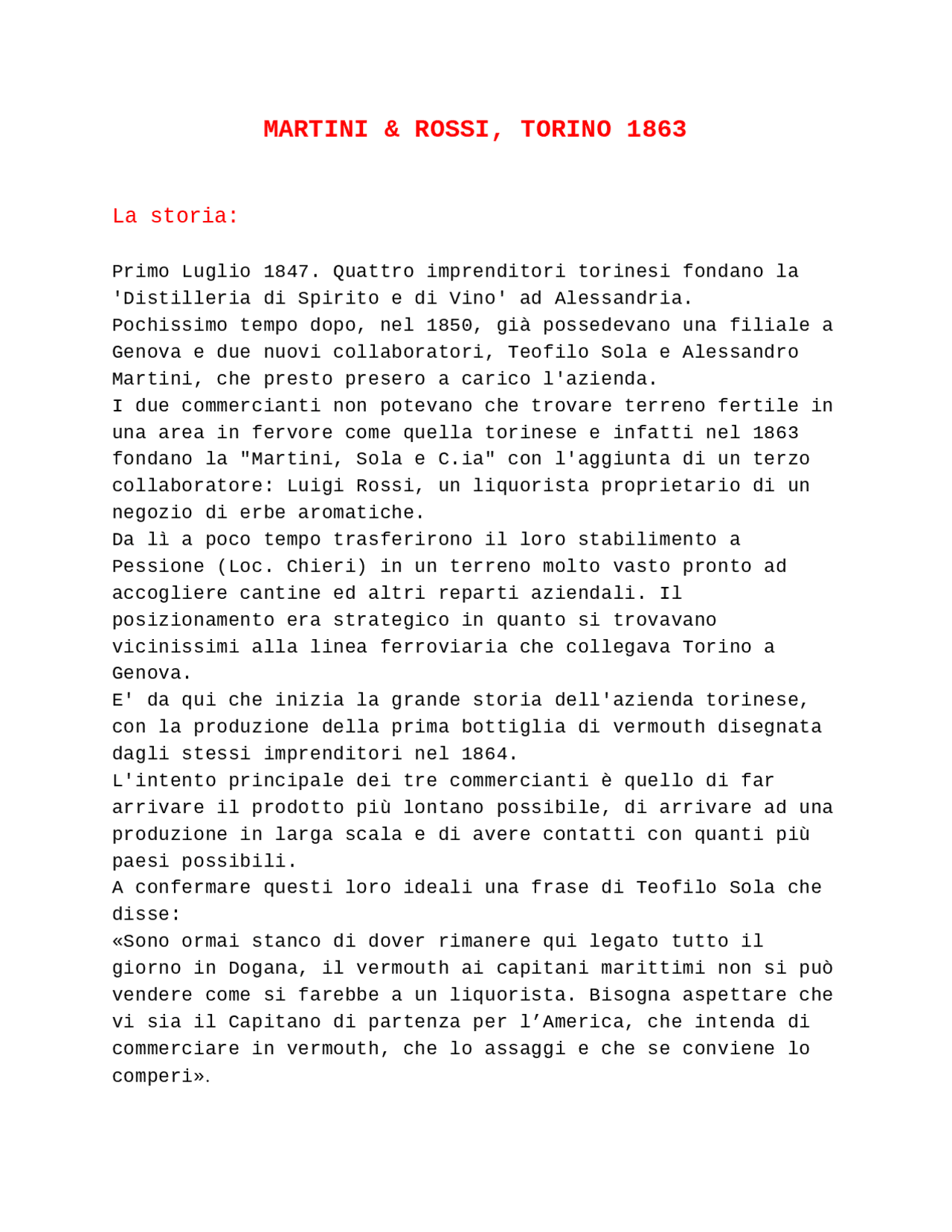 Martini & Rossi, Torino 1863 Docsity