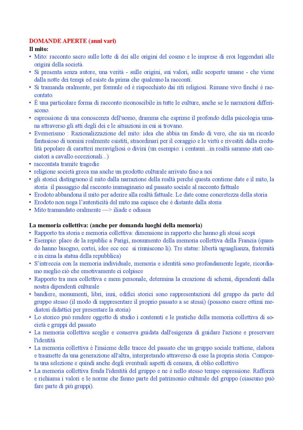 Domande e risposte di didattica della storia 2 - Docsity