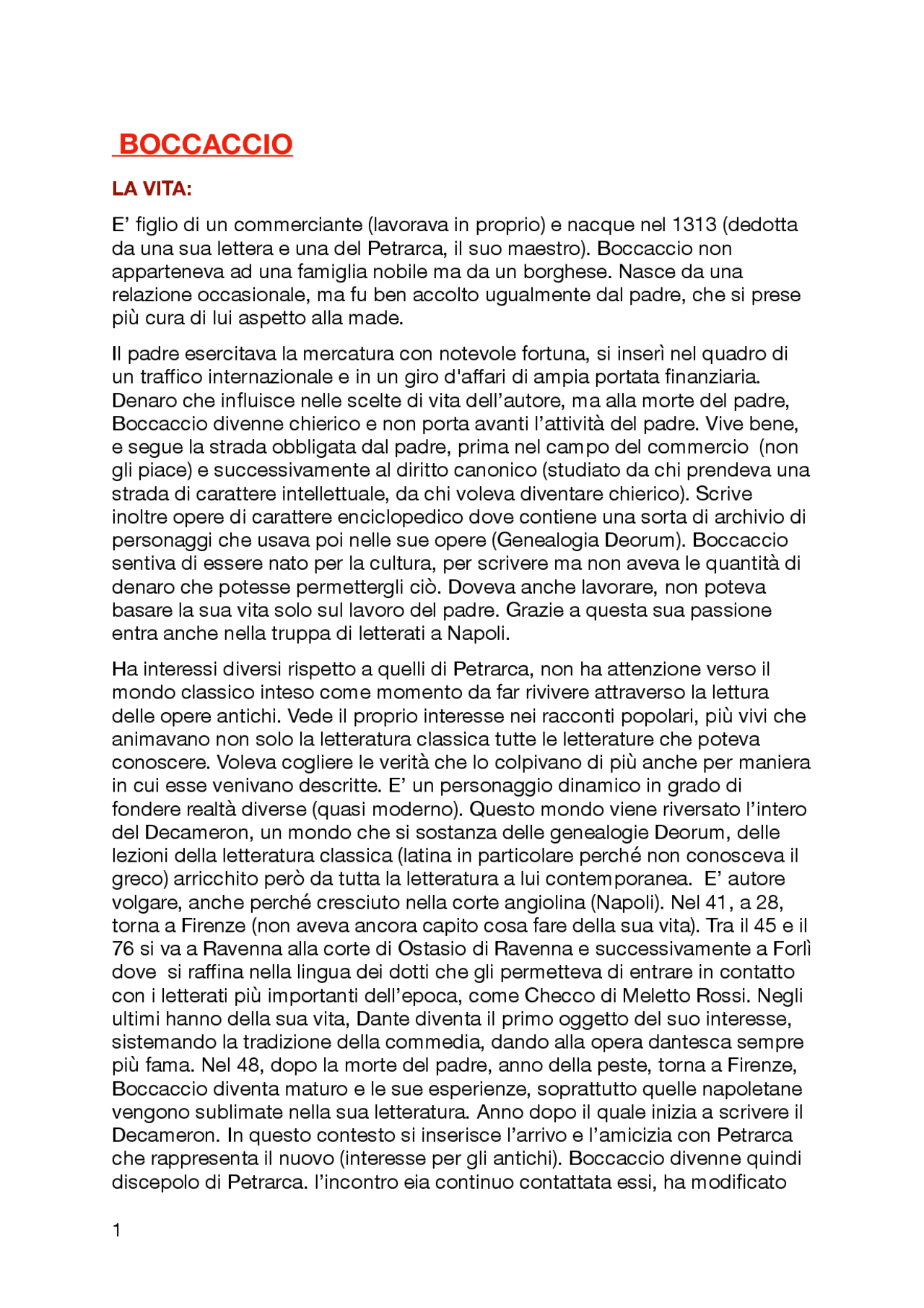 Boccaccio, vita e opere Docsity Boccaccio, vita e opere Docsity